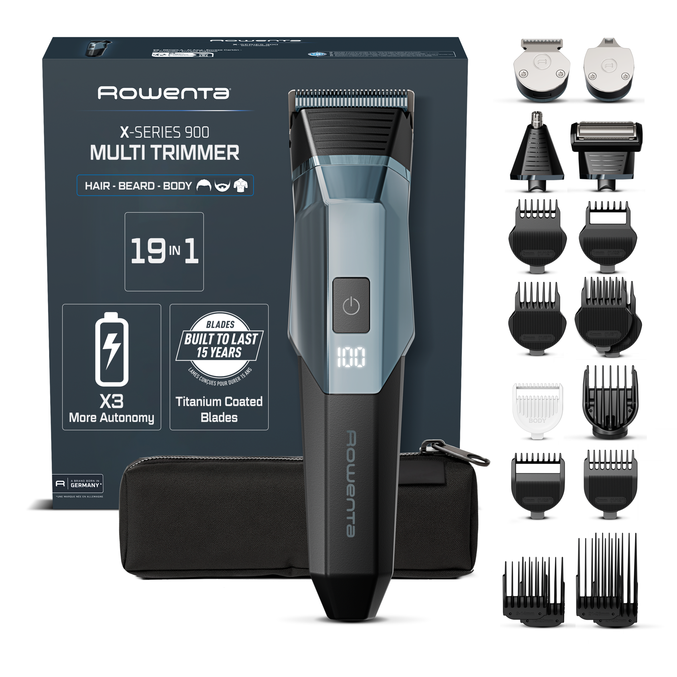 X Series 900, 19-in-1 Multi-Trimmer for Men, Titanium-Coated Blades