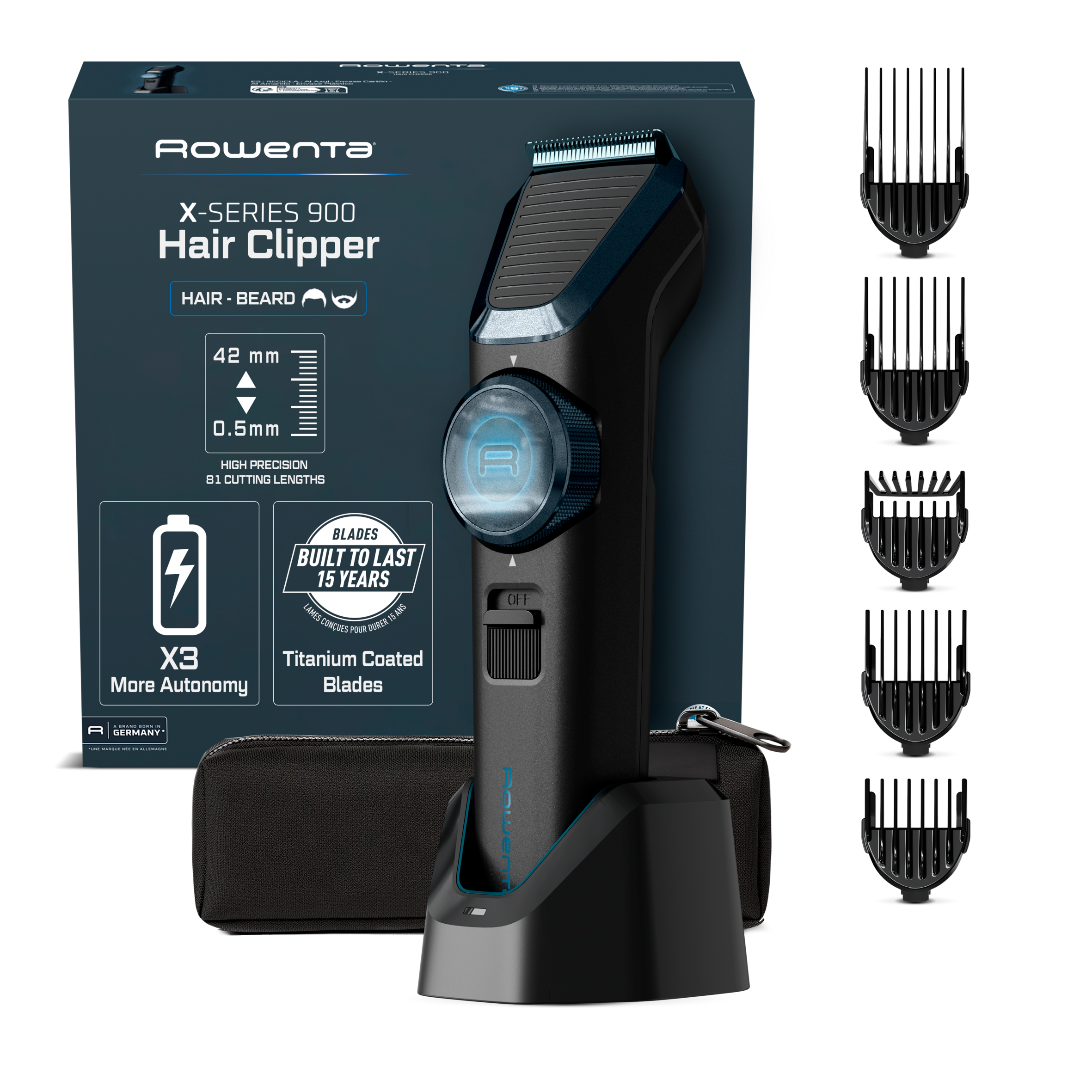 X Series Hair Clipper, Titanium-Coated Blades, Self-Sharpening