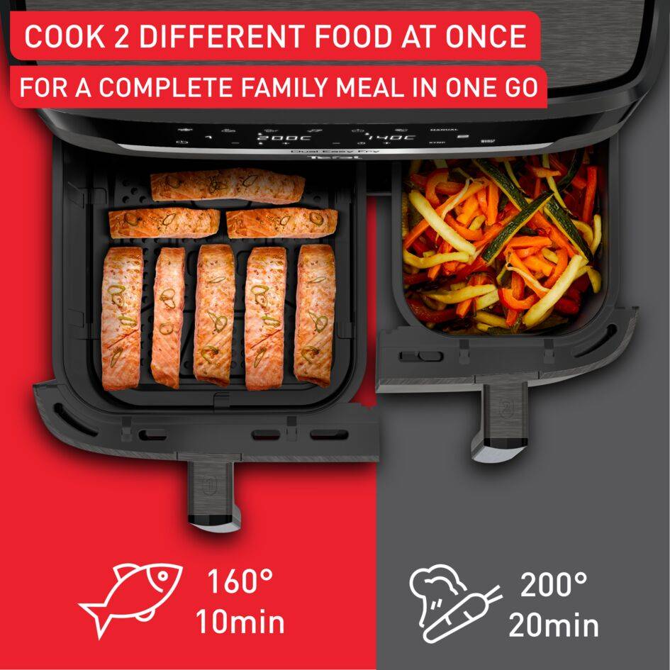 XXL Dual Easy Fry, XXL Dual Air fryer, Synchronized Cooking, 11 L Capacity, +8 people