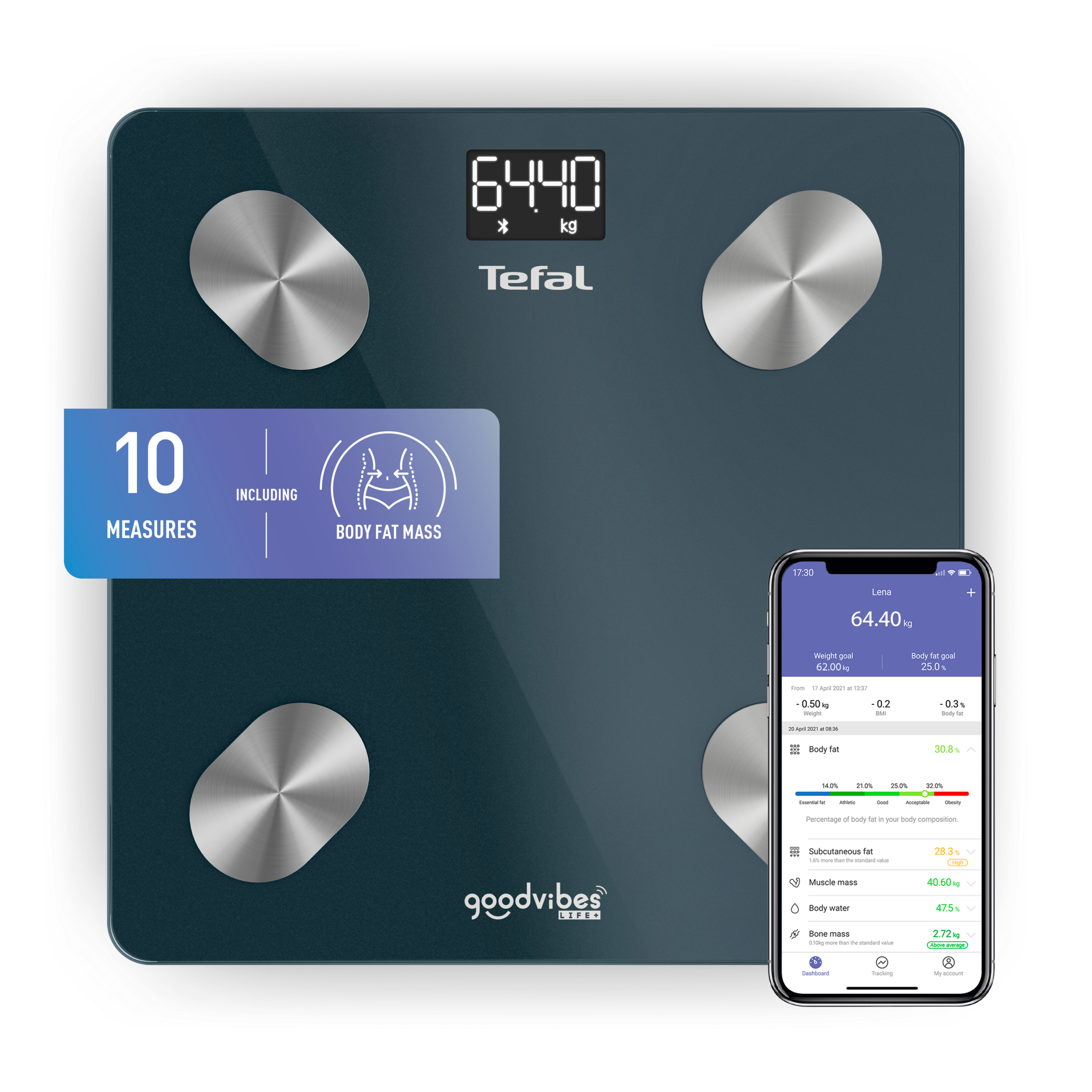 Интелигентна персонална везна Goodvibes Life + BM9620S1, 10 Показателя на тялото, до 180кг.