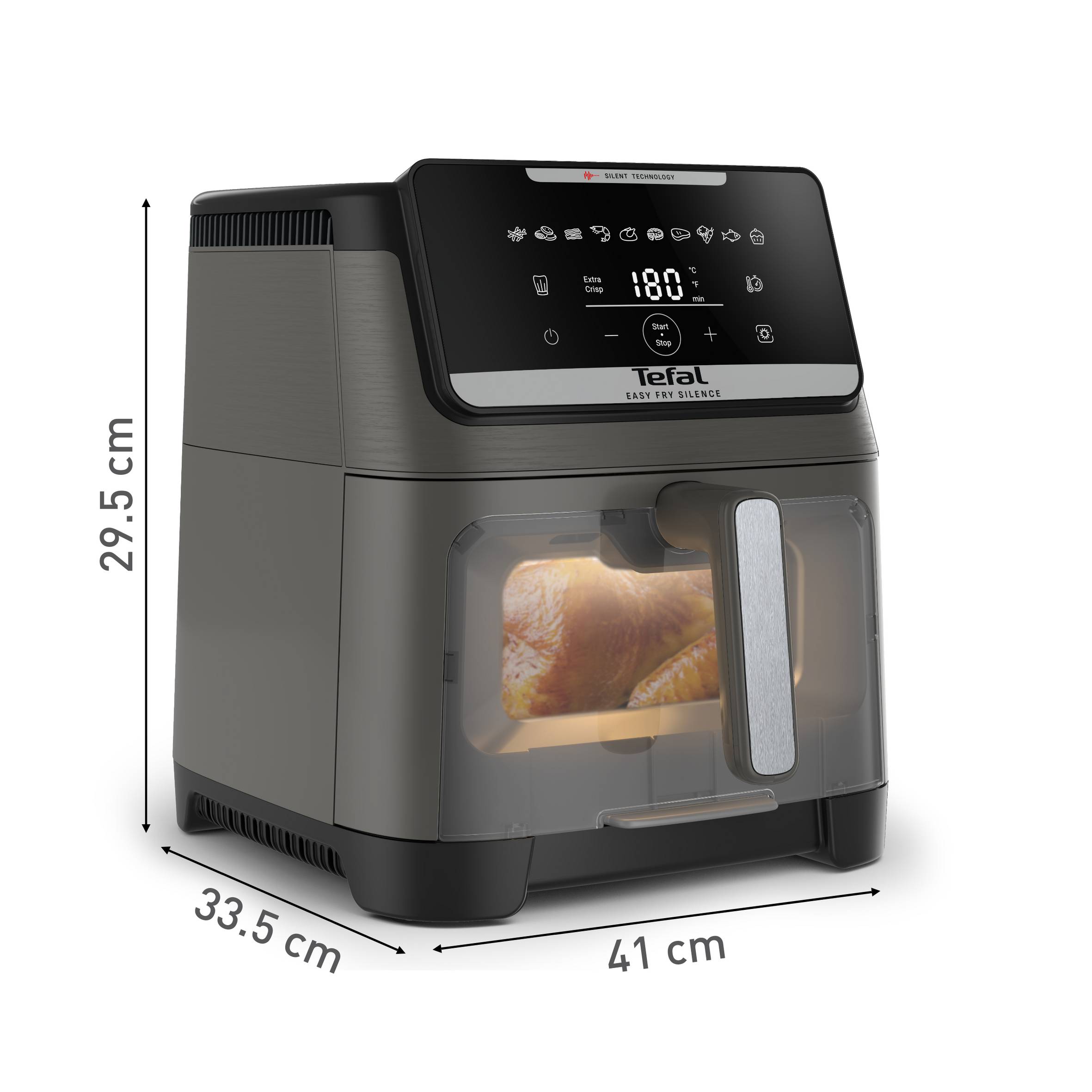 Уред за готвене с горещ въздух Tefal Easy Fry Silence 7L, тих и компактен, със свалящ се  преден панел на чекмеджето