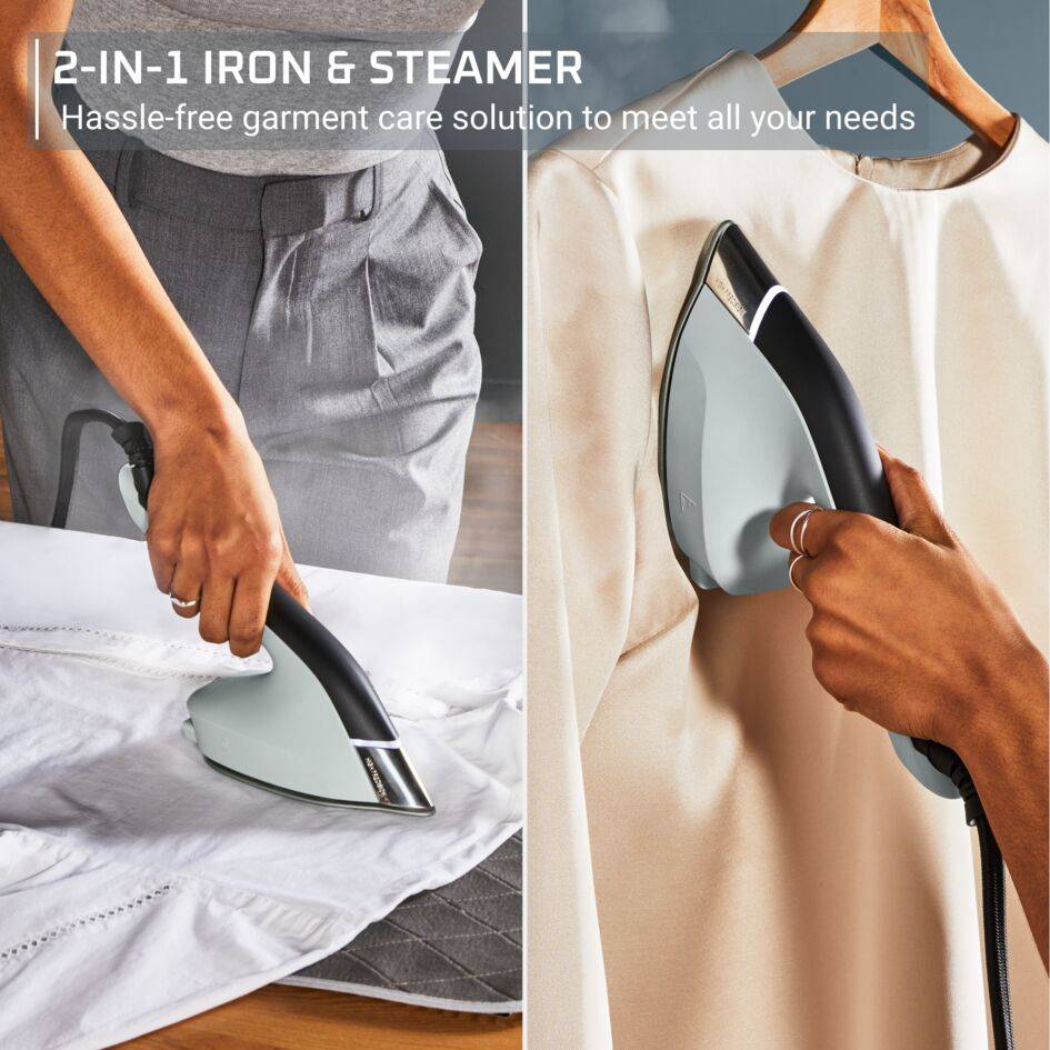 Duo Power, 2-in-1 Steam Iron and Clothes Steamer, Versatile and Efficient Garment Care