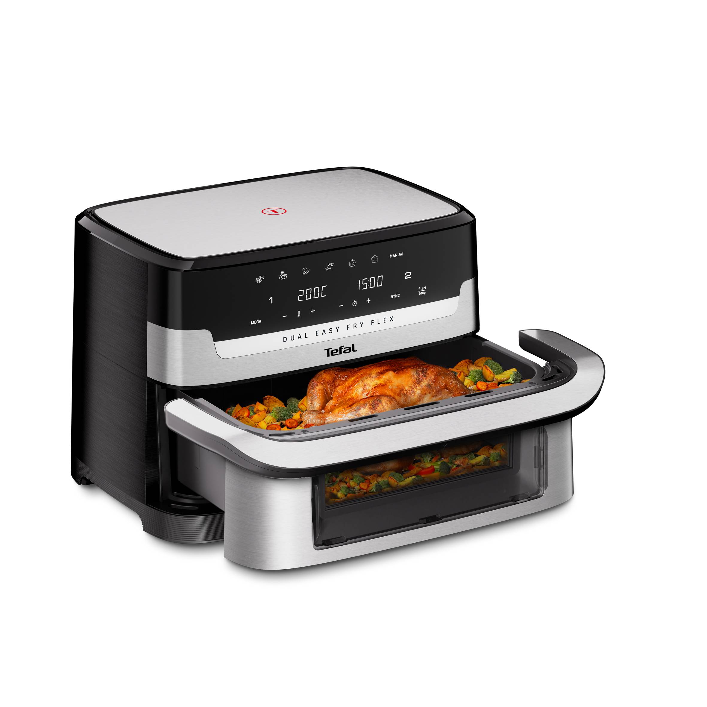 Двоен уред за готвене с горещ въздух Dual Easy Fry Flex, разделител FlexCook, вместимост 9 л