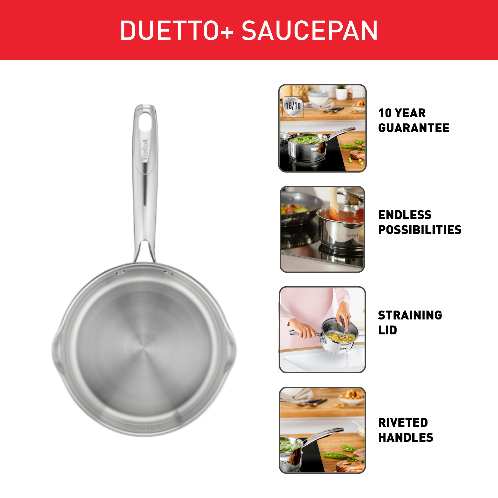 Duetto+ Saucepan 18cm, 10-years guarantee, Premium stainless-steel