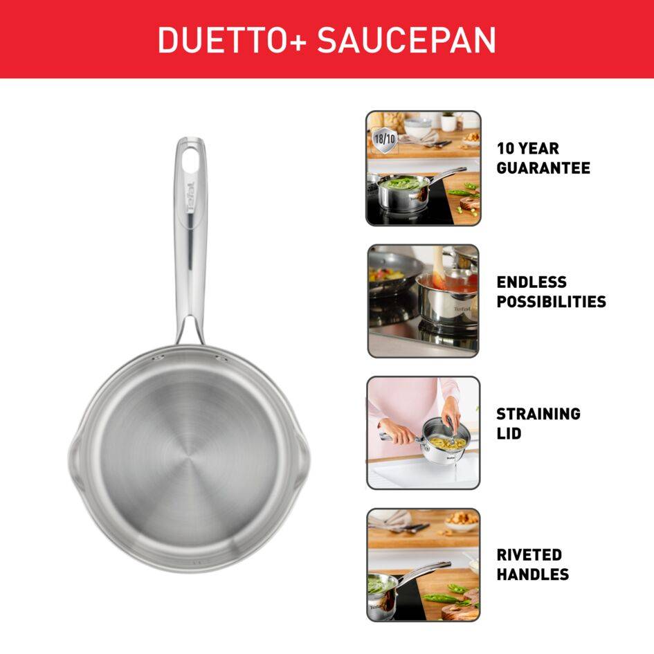 Duetto+ Saucepan 16cm, 10-years guarantee, Premium stainless-steel