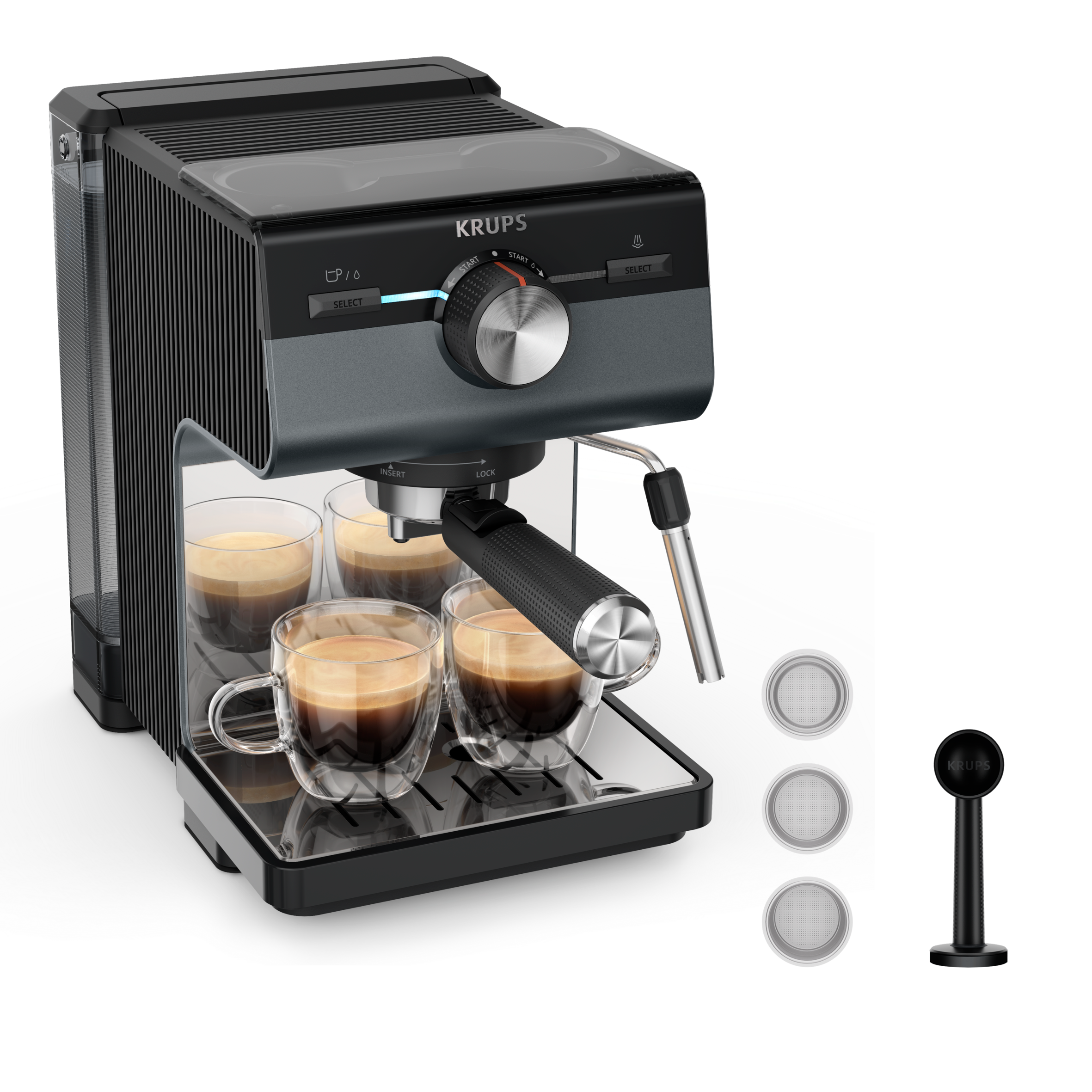 Authentic+ C80, ръчна еспресо машина, пълно извличане на вкуса, интуитивен интерфейс, тъмно сива