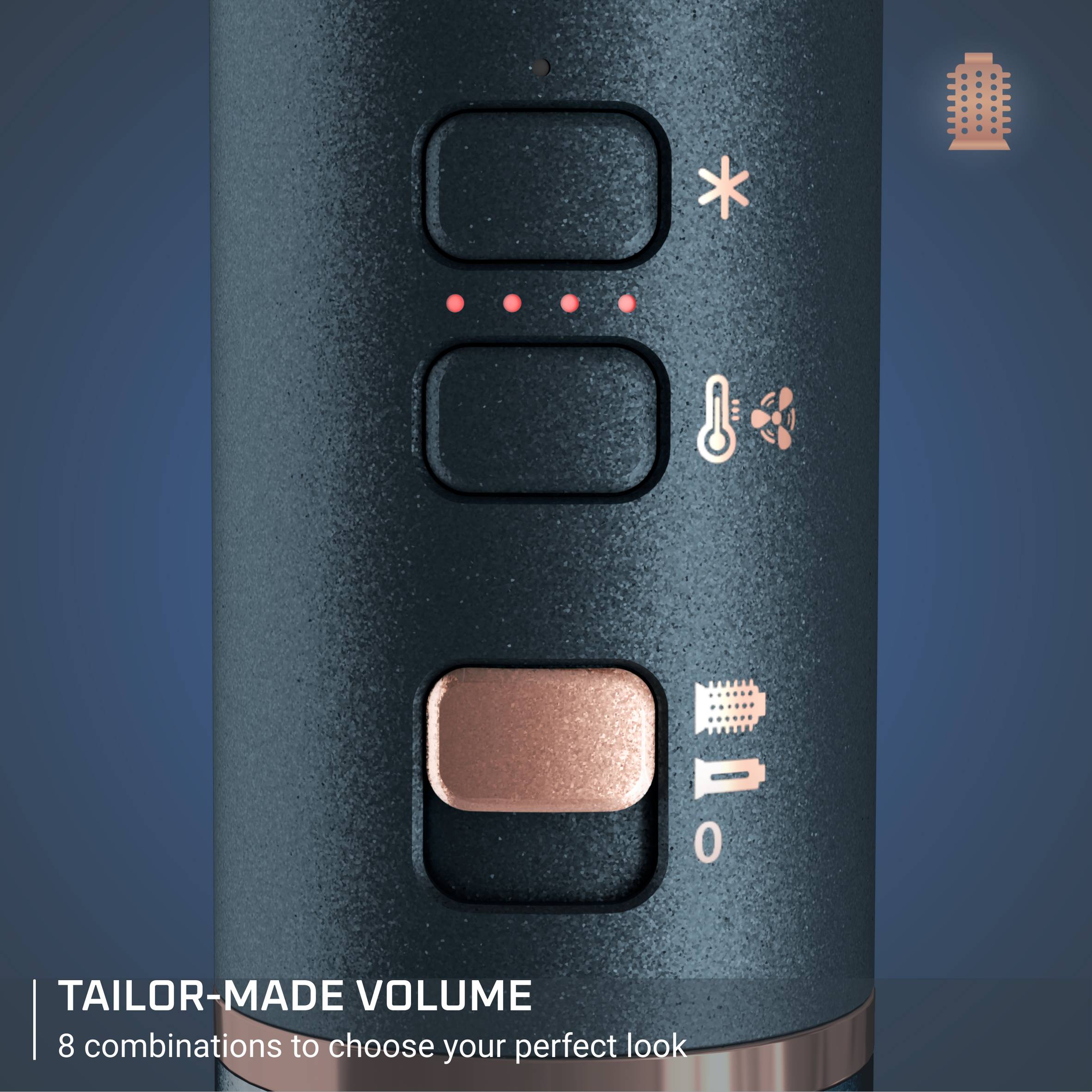 Air Rotate, Въртяща се четка с горещ въздух, Високоскоростен мотор,  8 комбинации от скорост/температура