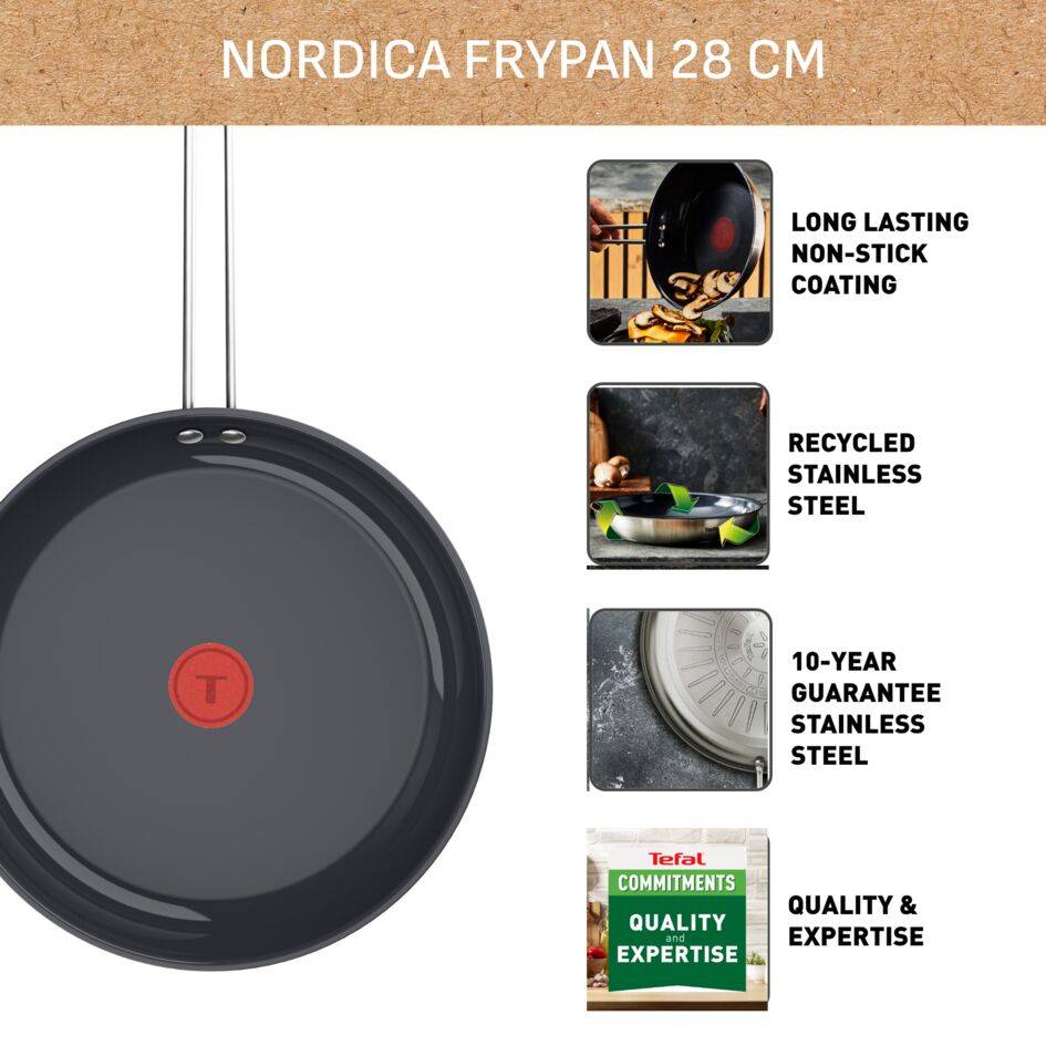 Nordica, Тиган 28 см H87106, Неръждаема стомана, Ново поколение незалепващо керамично покритие