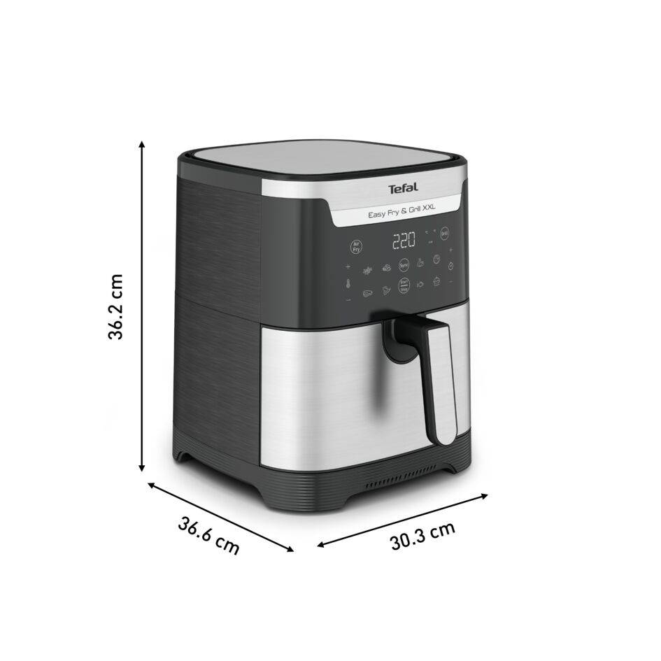 Easy Fry & Grill XXL, Уред за готвене с горещ въздух EY801D, 2в1, 6,5л., до 8 порции, Инокс