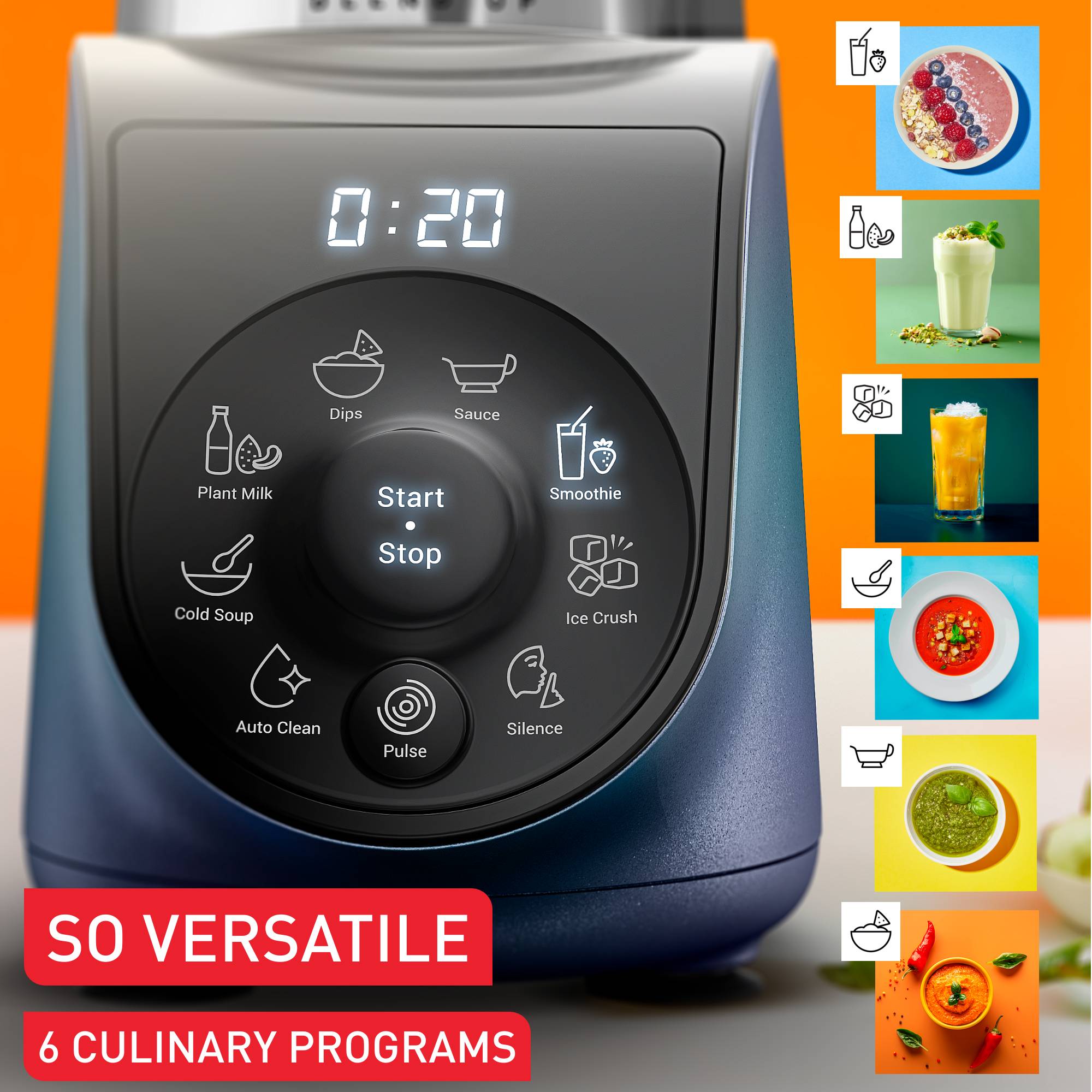 Blend Up, Мощен мини блендер, 1000 W, 8 автоматични програми