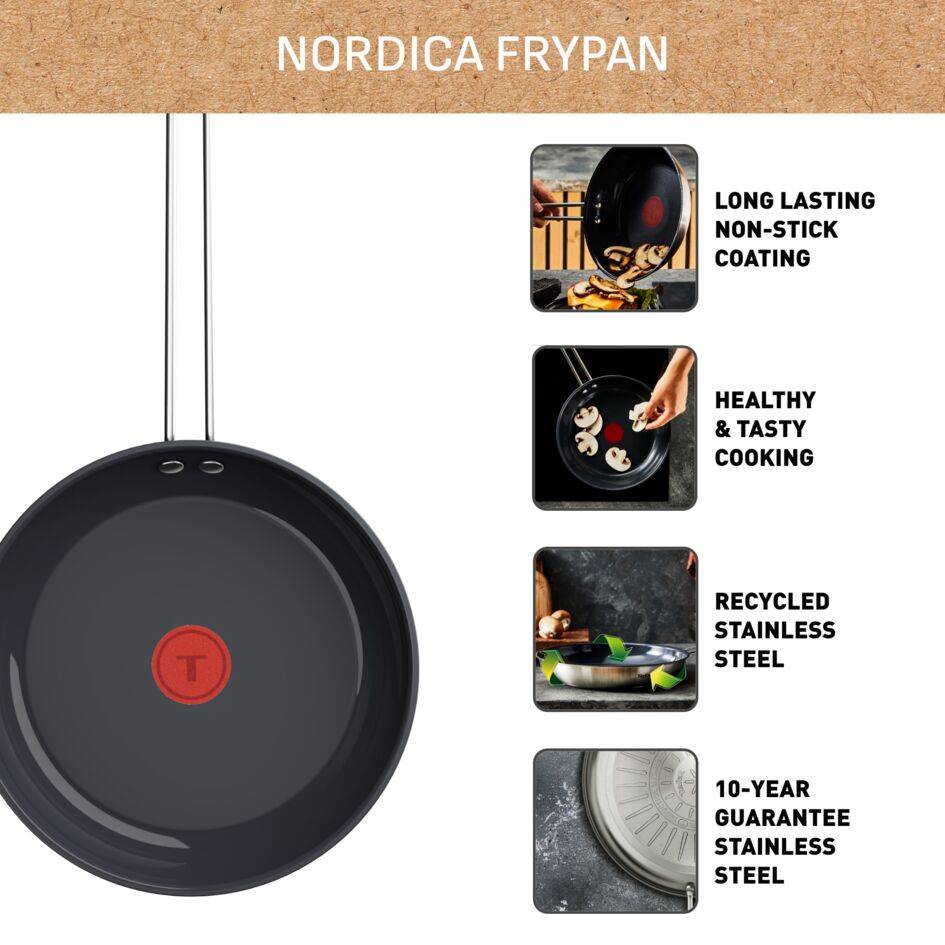 Nordica, Тиган 24 см H87104, Неръждаема стомана, Ново поколение незалепващо керамично покритие