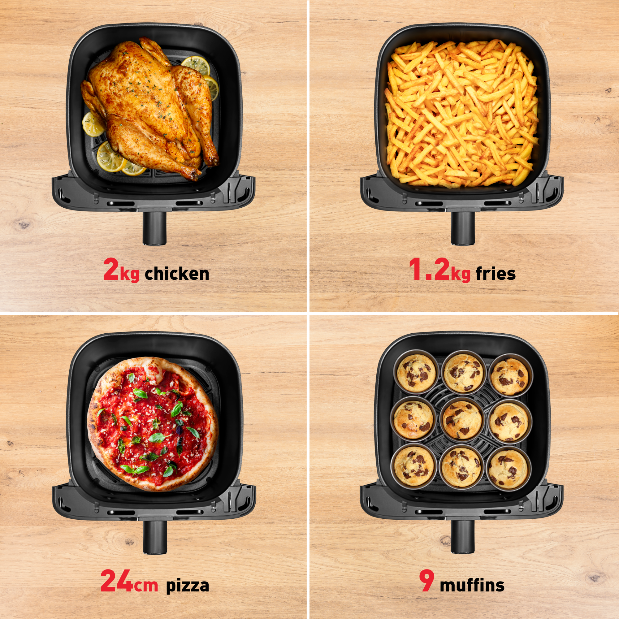 Easy Fry Mega, Уред за готвене с горещ въздух, Изключително голяма вместимост 7.5 L, 8 автоматични програми
