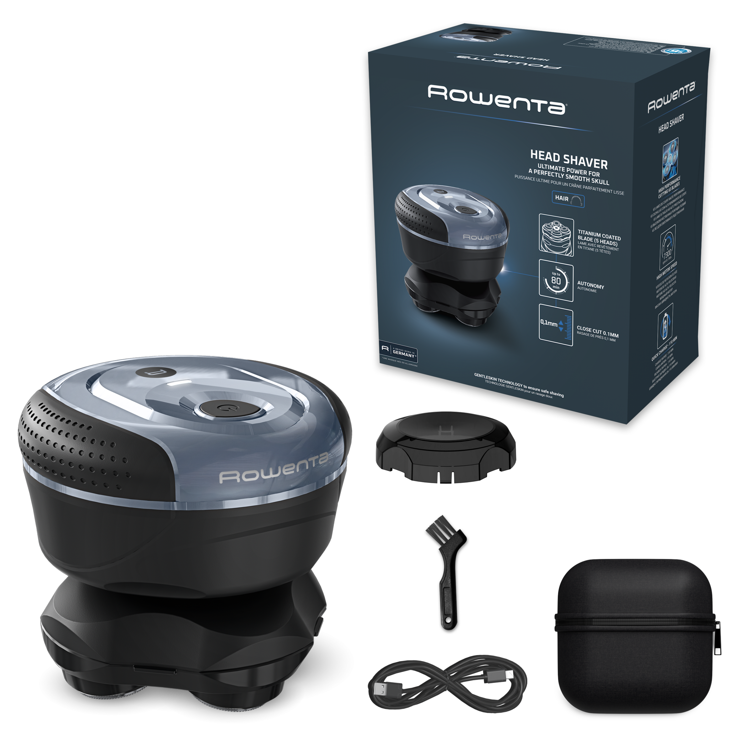 Самобръсначка за глава GentleBald, 5 ножчета, титаниево покритие на ножчетата