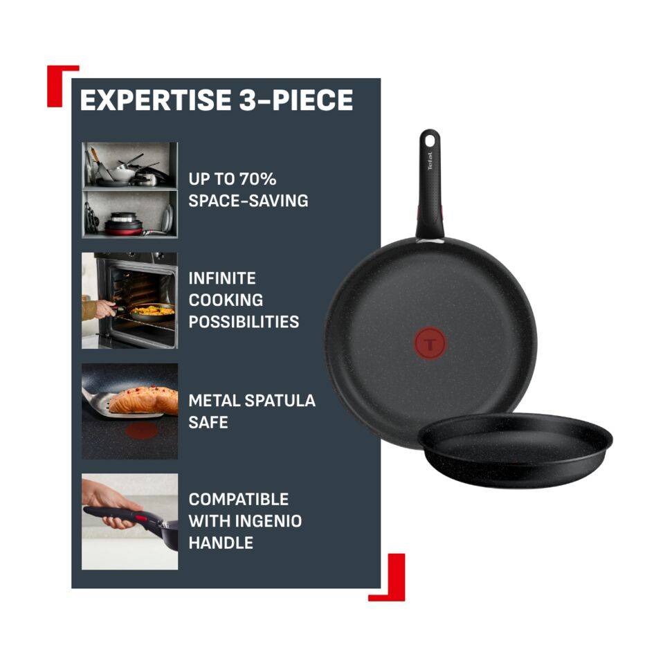 Ingenio Expertise 3-Piece Set, Stackable, Non-Stick Coating, Induction Compatible