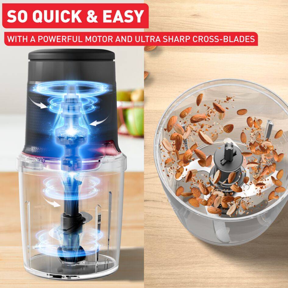 Чопър Easy Press, електрически чопър за храна, 600 W, 4 остри ножа, сив