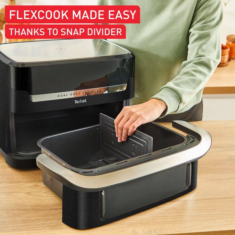 Dual Easy Fry Flex, Двоен уред за готвене с горещ въздух, разделител FlexCook, вместимост 9 л