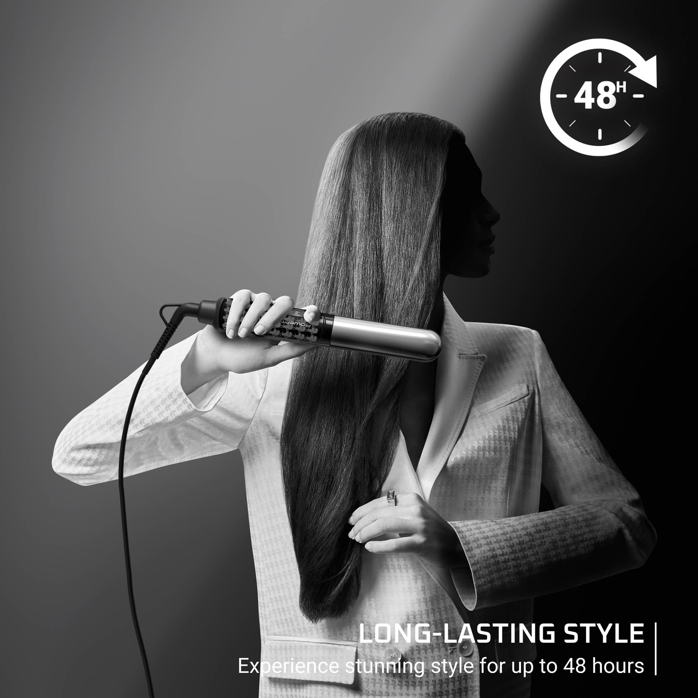 Преса за коса ROWENTA x KARL LAGERFELD Thermostyle, 2 в 1 Изправяне и къдрене