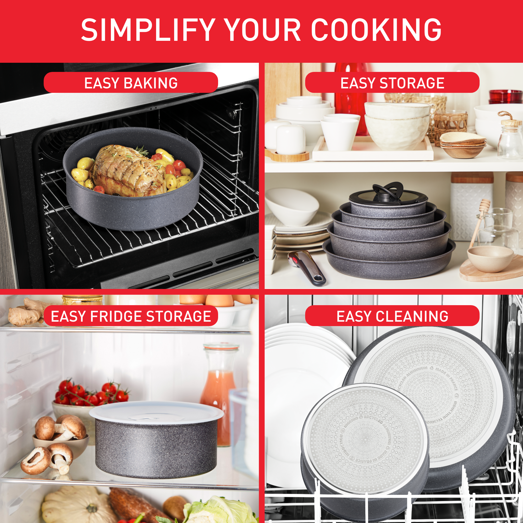 Ingenio Natural On, Комплект съдове за готвене L7669553, 5 части, Сив