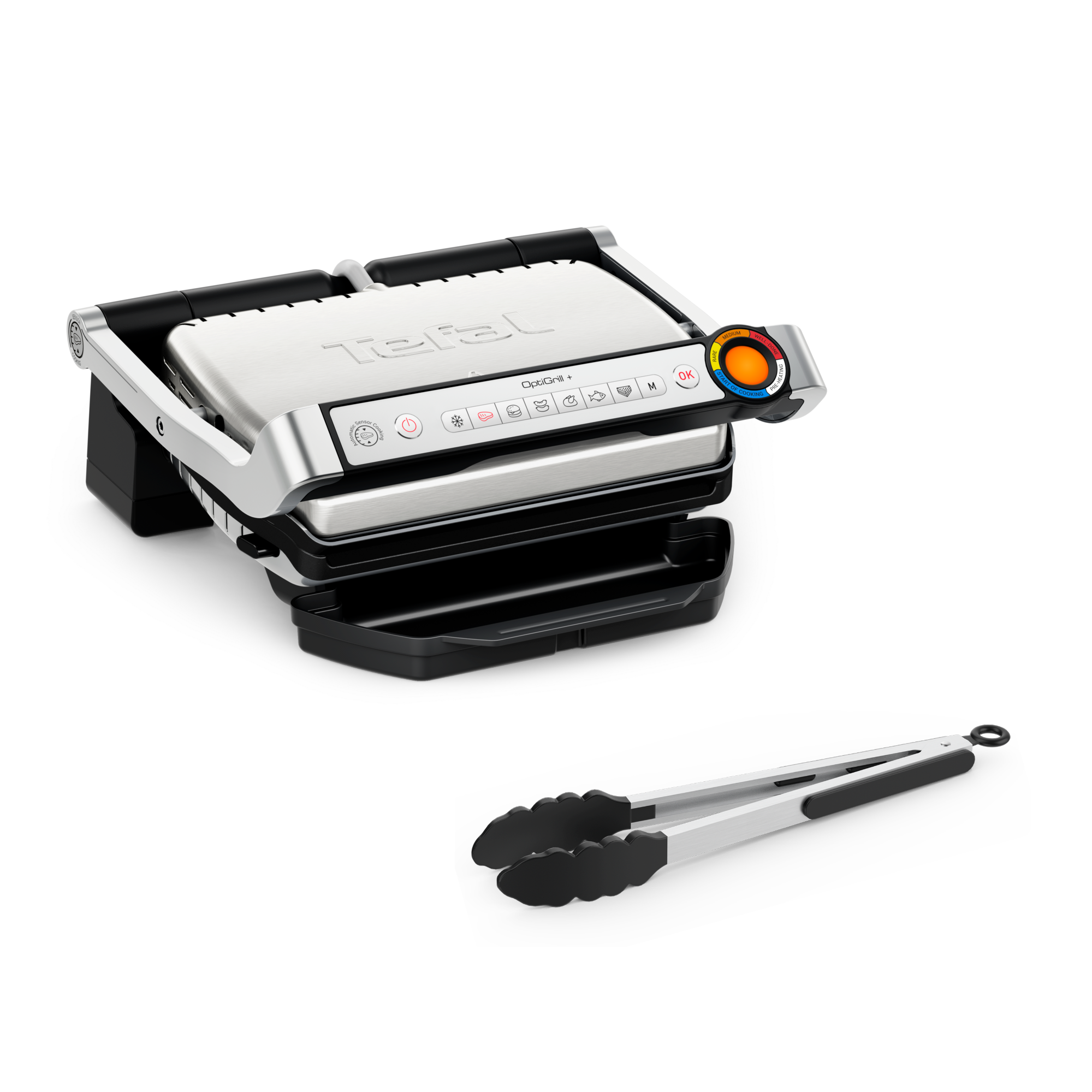 OptiGrill+, Интелигентен грил + щипка за грил GC718D, 6 автоматични програми