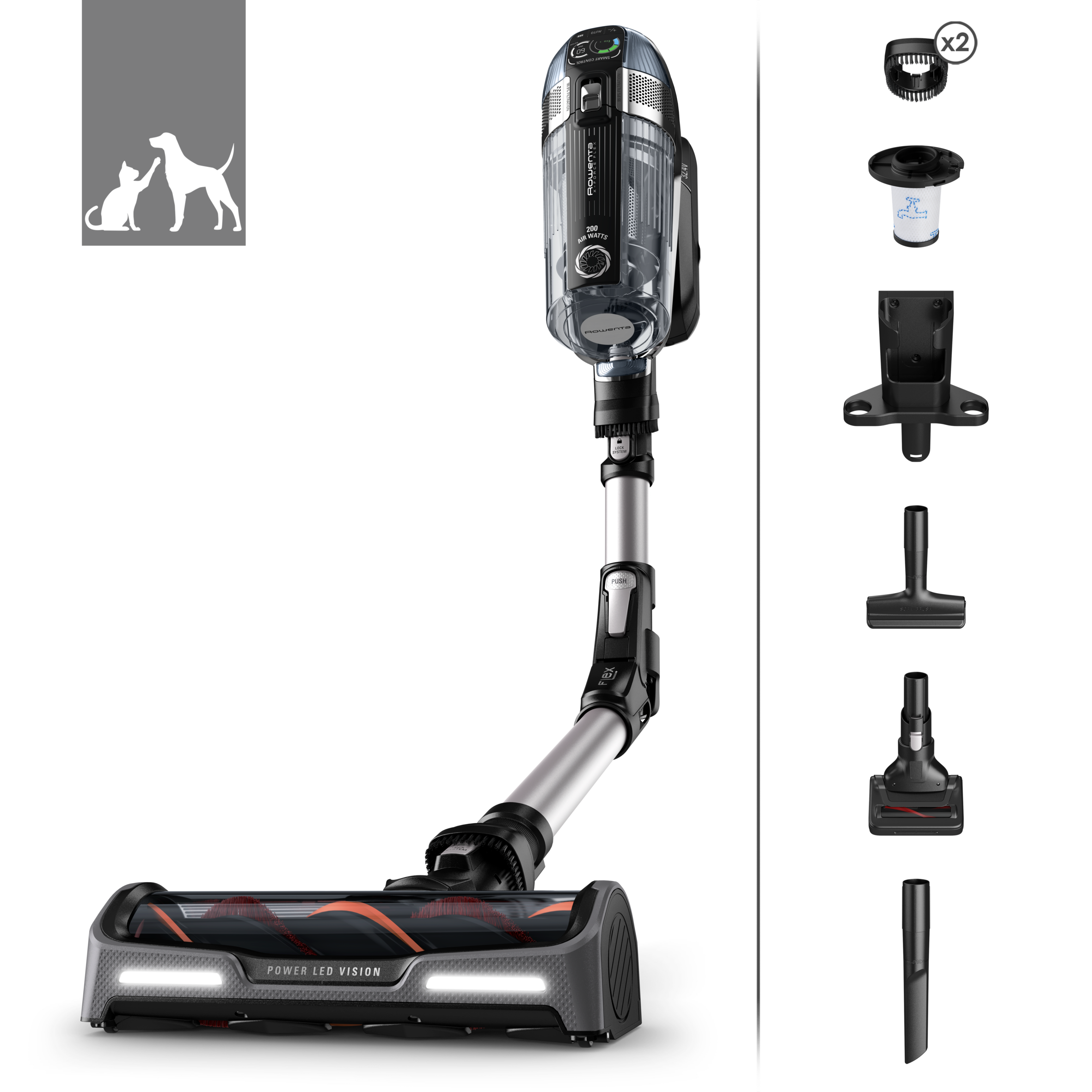 X-Force Flex 14.60 Animal RH9958WA, Многофункционална Прахосмукачка, до 200 Air Watts*