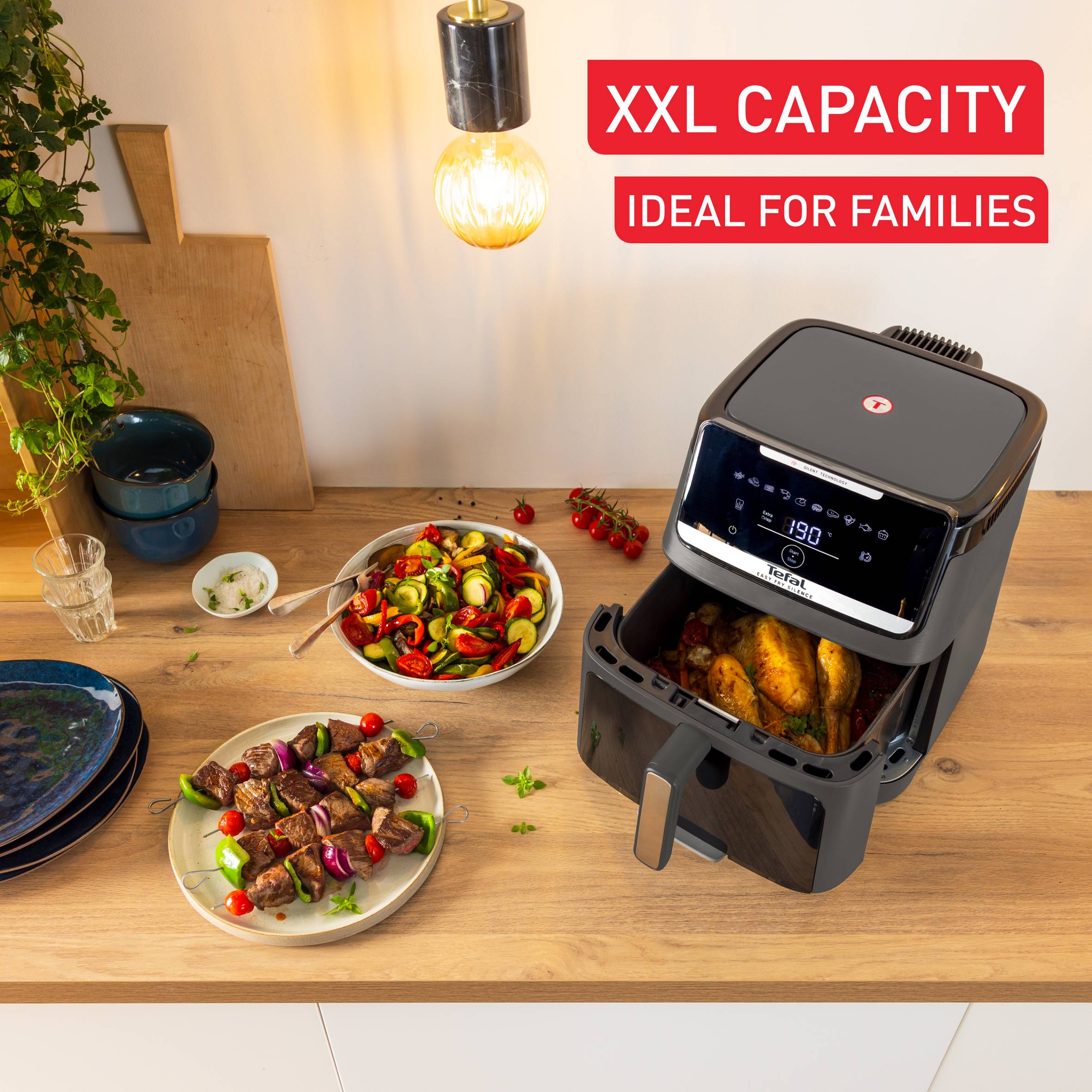 Уред за готвене с горещ въздух Tefal Easy Fry Silence 7L, тих и компактен, със свалящ се  преден панел на чекмеджето