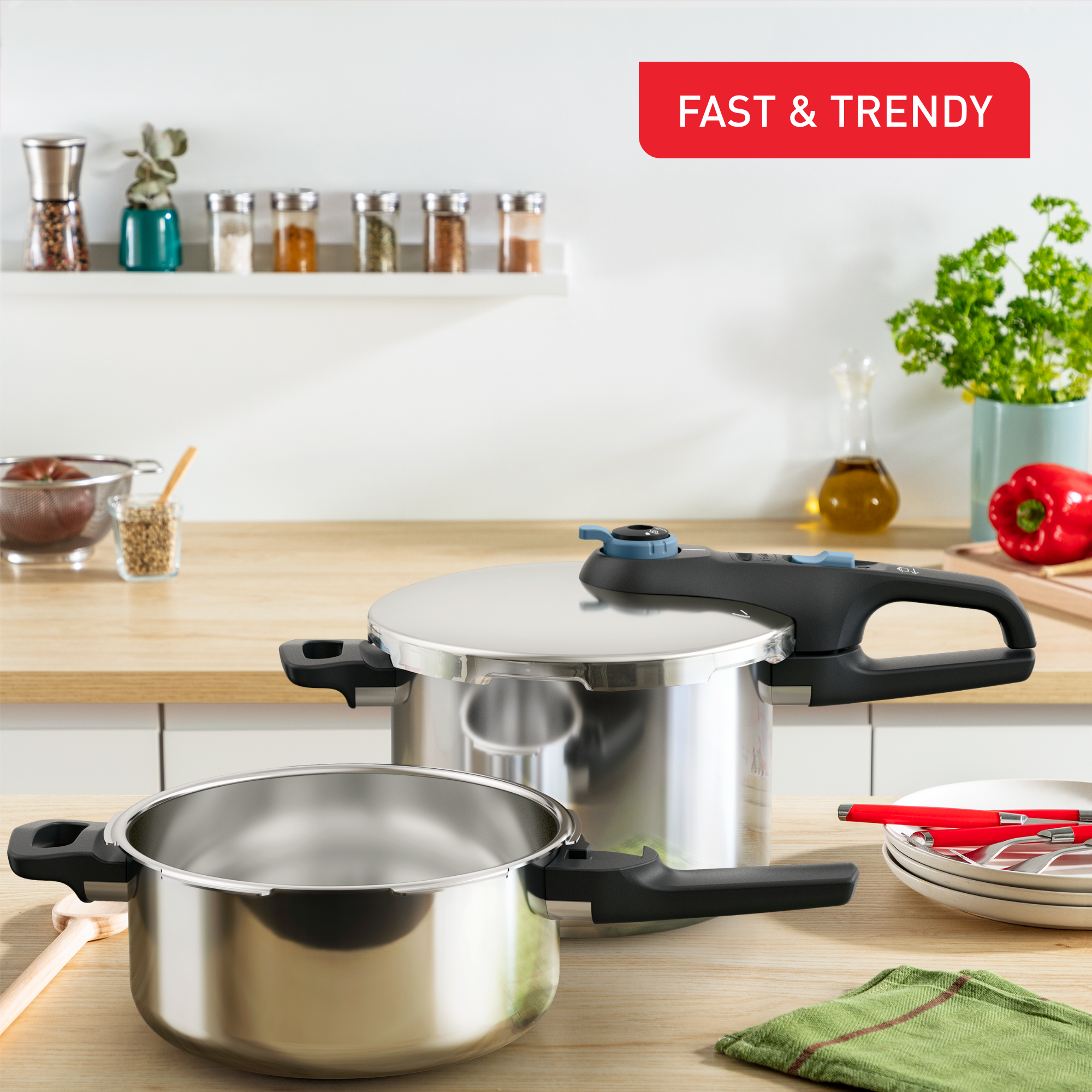 Комплект тенджери под налягане Tefal Secure Trendy P2584301