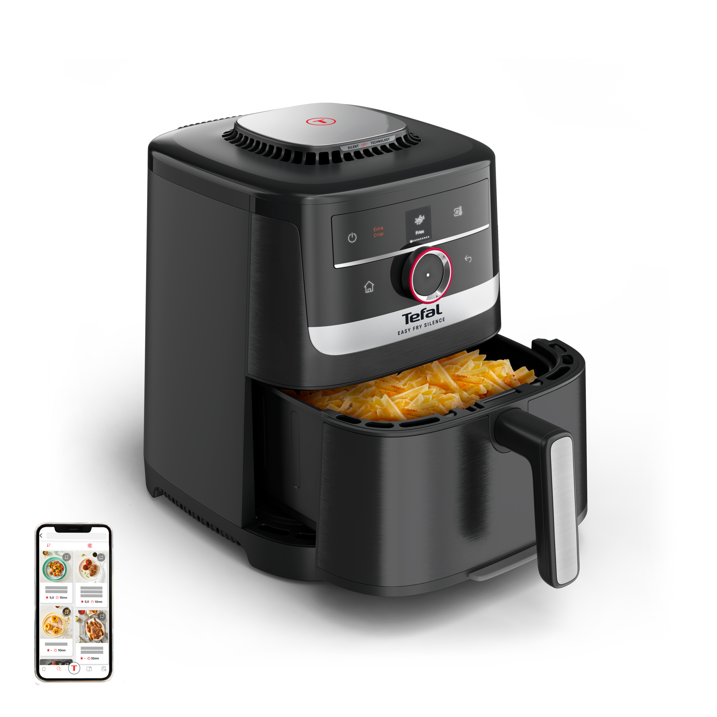 Easy Fry Silence, Air fryer 5L, Silent Technology, Smart Assist System
