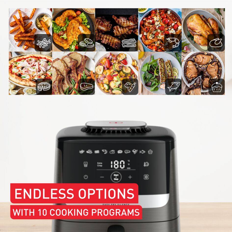 Easy Fry Silence XL Coal, Уред за готвене с горещ въздух, 5 L, безшумна технология, тъмносив цвят