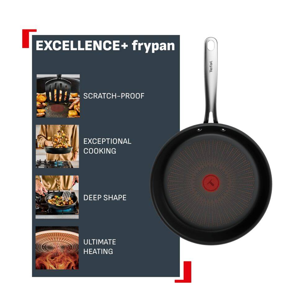 Excellence+, тиган 24 см, FusionCore незалепващо покритие, съвместимост с индукционни котлони, за 2-3 порции