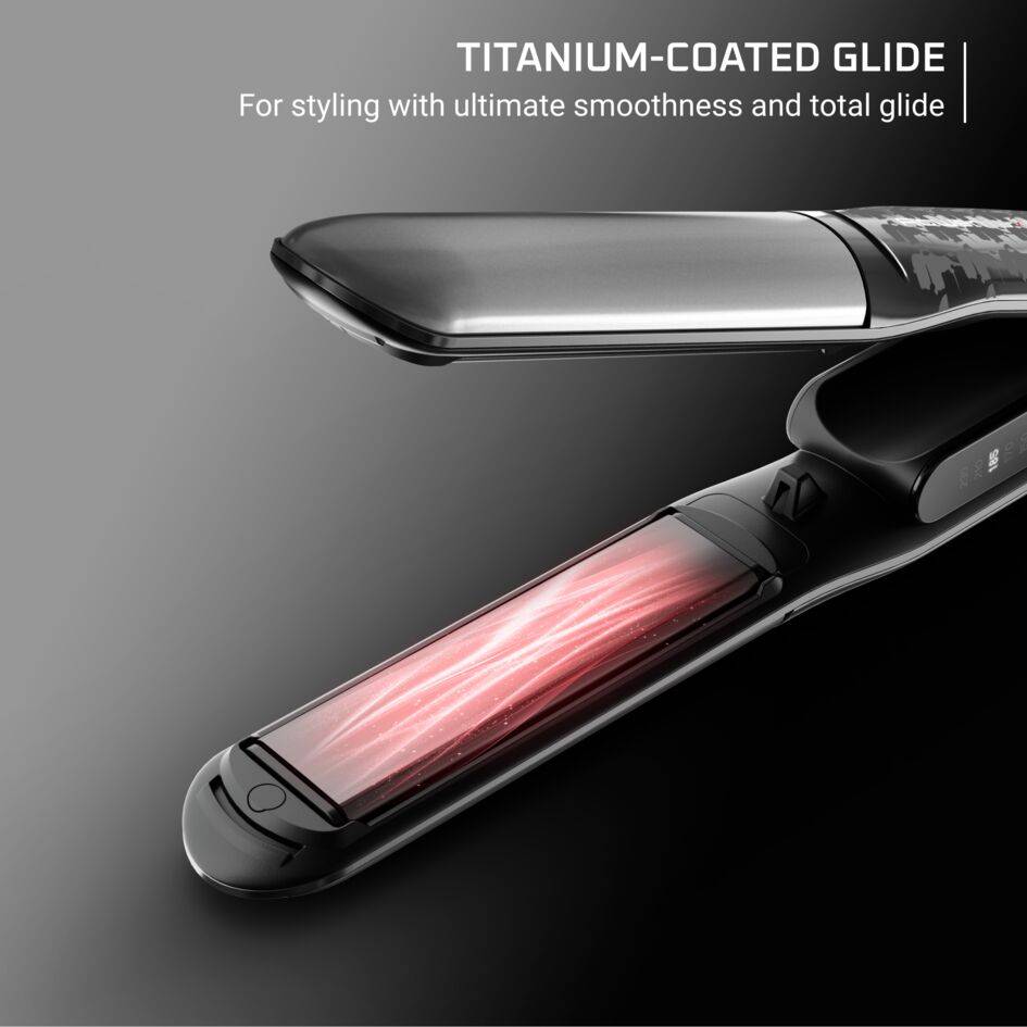 Преса за коса ROWENTA x KARL LAGERFELD Thermostyle, 2 в 1 Изправяне и къдрене