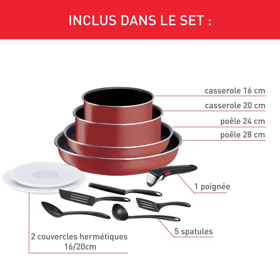 Комплект съдове за готвене Tefal Ingenio Easy Cook & Clean L1529302, 12ч.