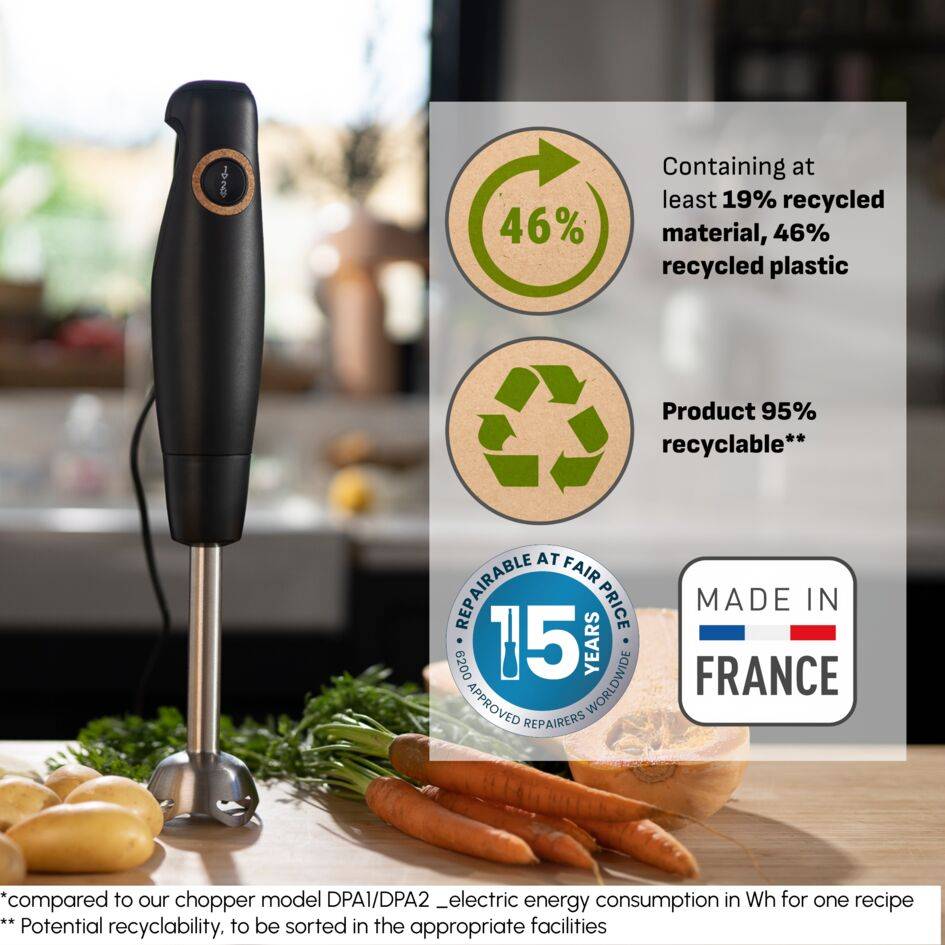 Eco Respect, Пасатор HB46E838, 600 W, Черен, 4 остриета Powelix