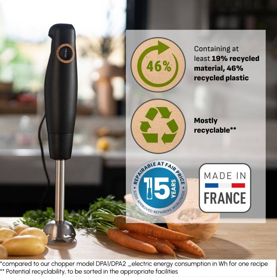 Eco Respect, Пасатор HB46E838, 600 W, Черен, 4 остриета Powelix