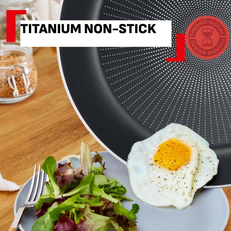 Duetto + Set 3 frypans 20/24/28 cm 10-Year Guarantee, Premium-Quality Stainless Steel, Induction Pan, Thermo Signal™ Heat Indicator