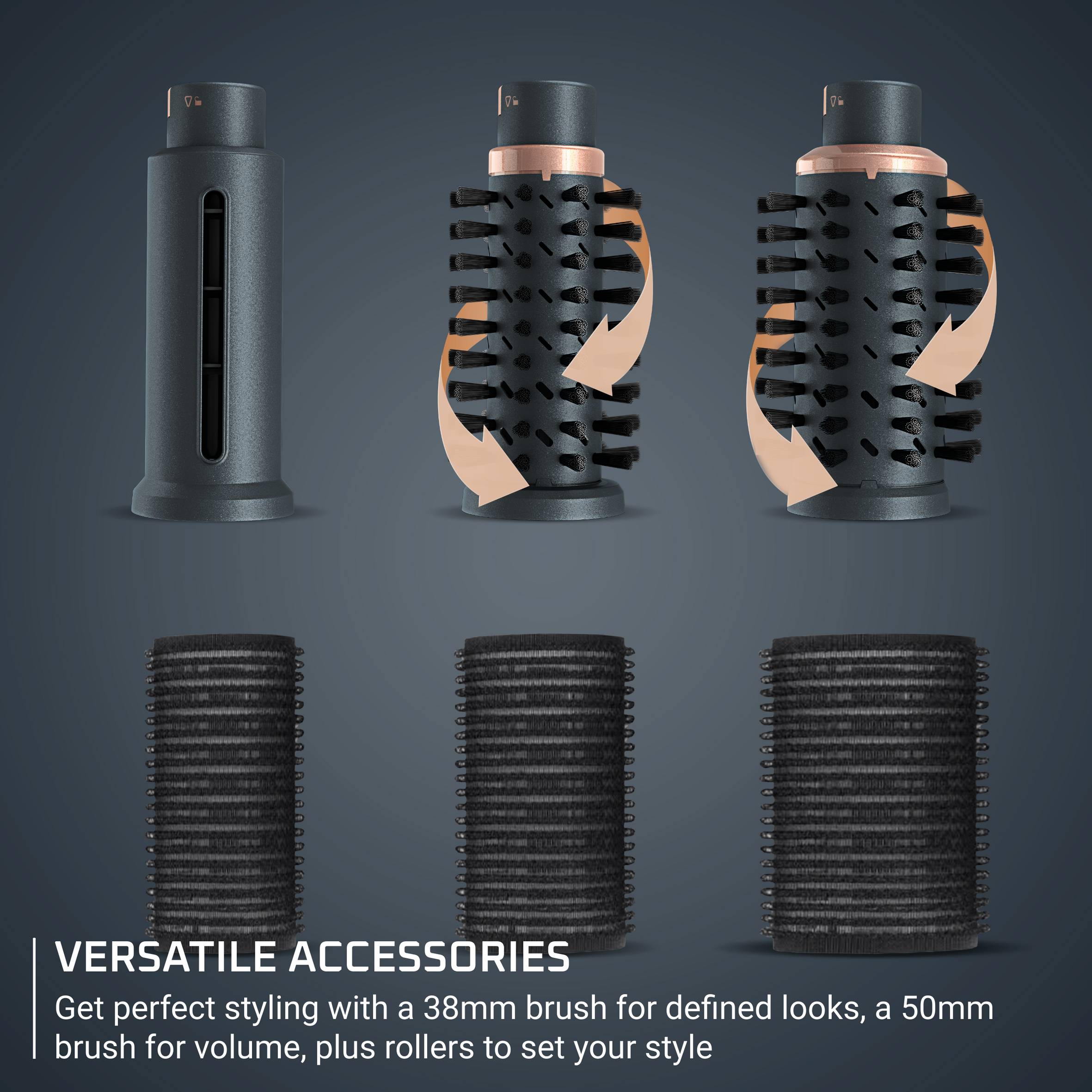 Air Rotate, Въртяща се четка с горещ въздух, Високоскоростен мотор,  8 комбинации от скорост/температура