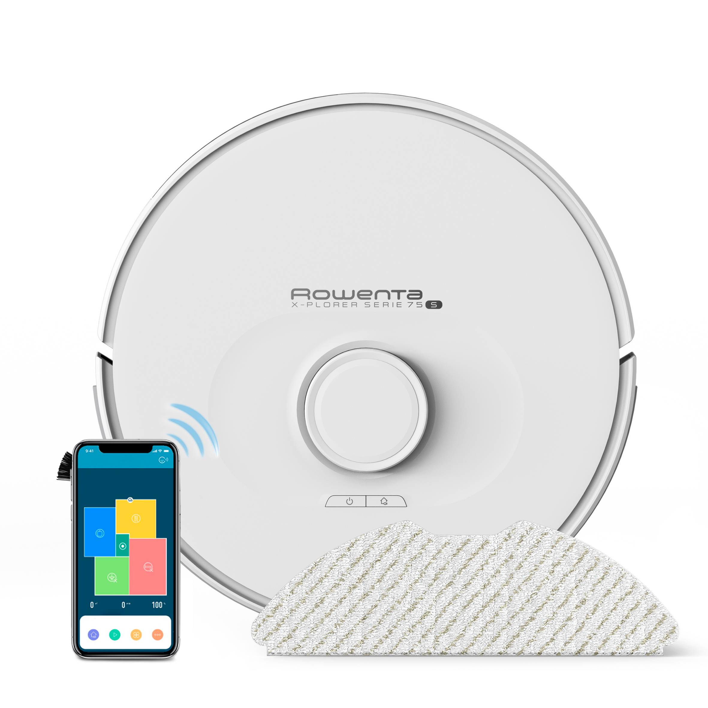 X-Plorer Serie 75 S RR8567WH, Прахосмукачка-робот, 2700 Pa, Лазерна навигация, 2 в 1 почистване с прахосмукачка и моп, 120 мин. автономност, Приложение,