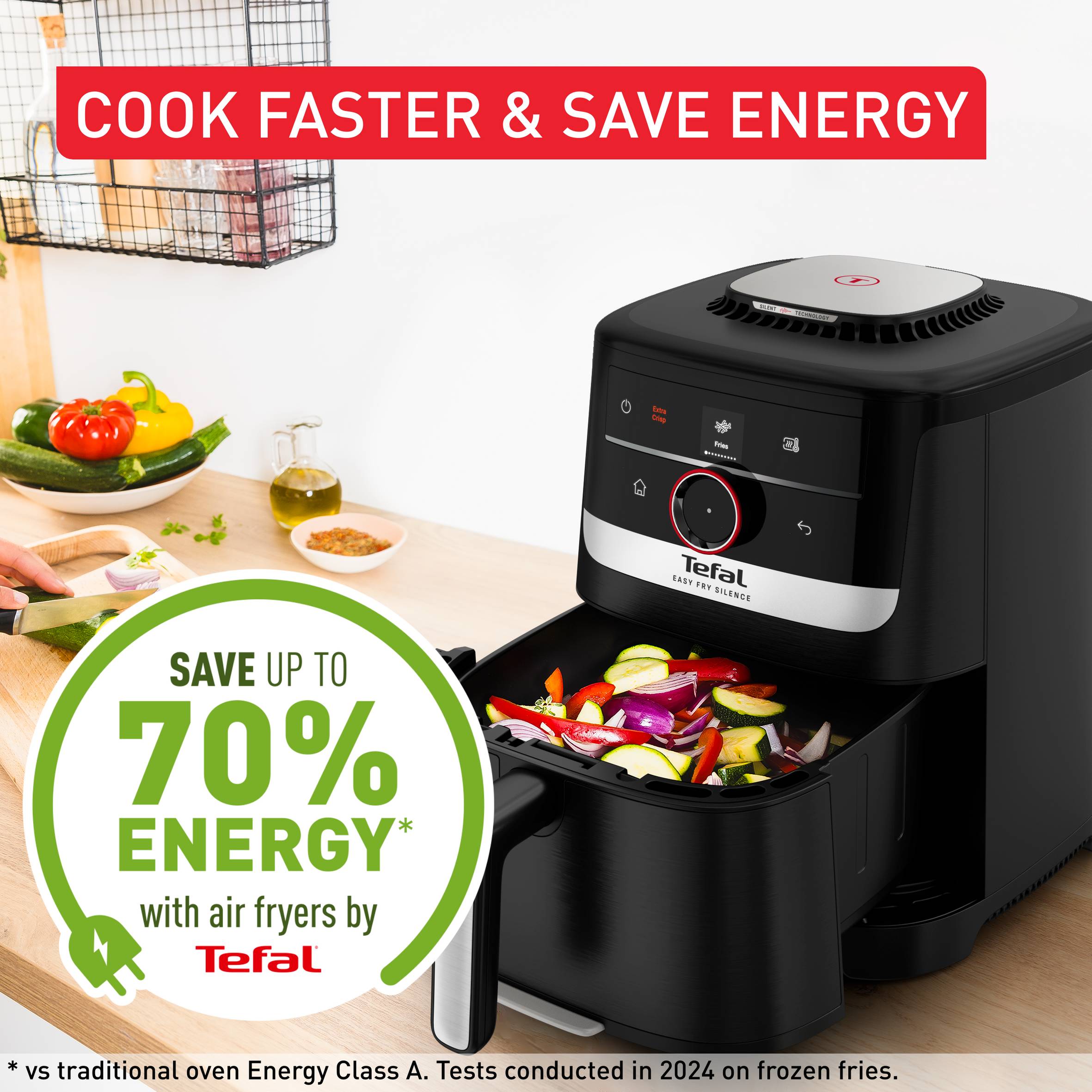 Easy Fry Silence, Air fryer 5L, Silent Technology, Smart Assist System