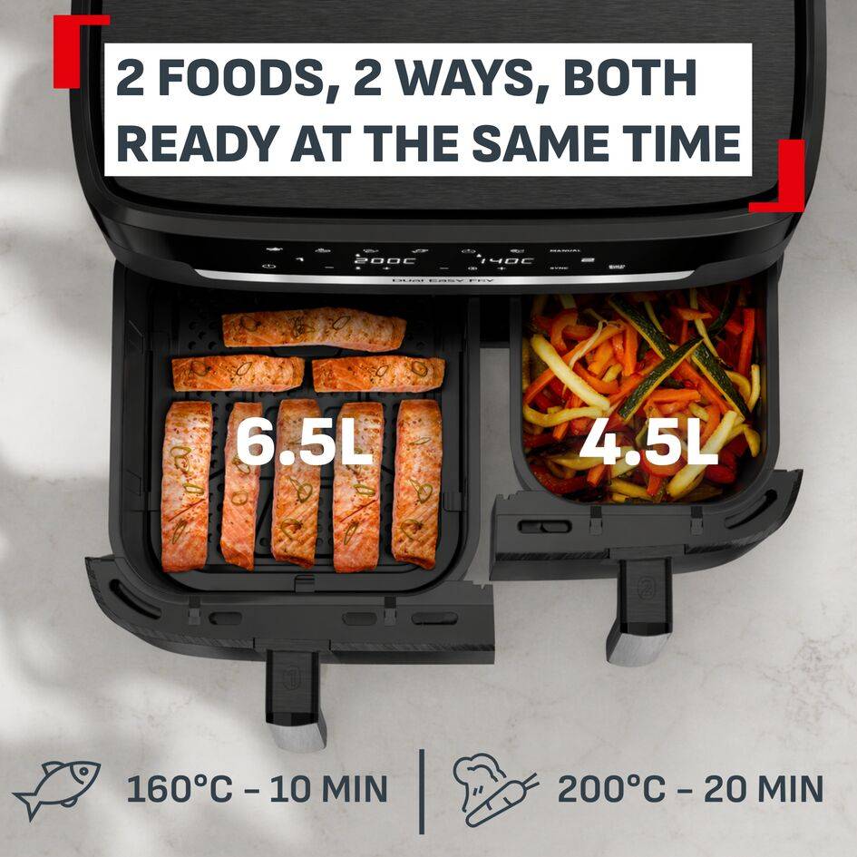 Ever Fry XXL Dual, Двоен уред за готвене с горещ въздух, 11 л вместимост