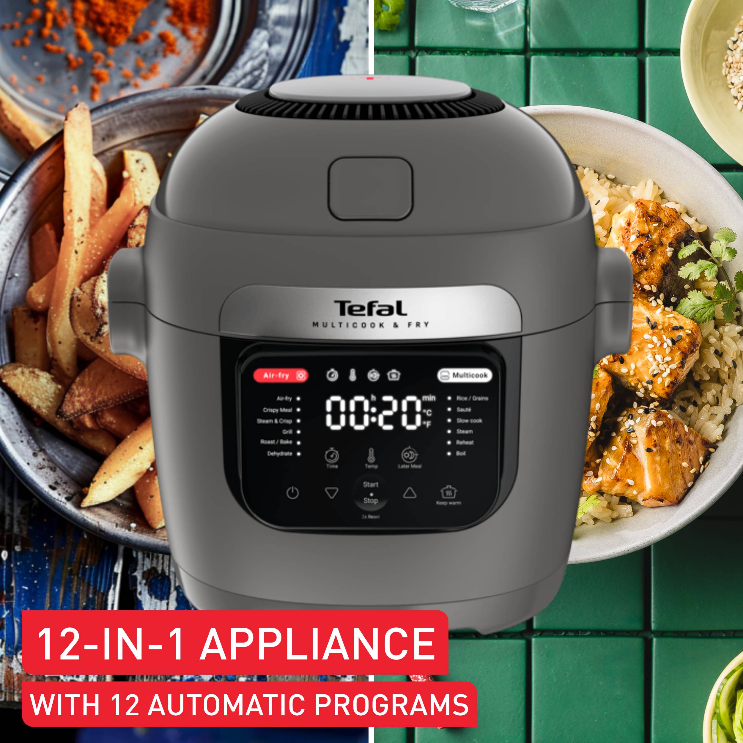 Multicook & Fry, Air fryer and Multicooker, 12 Automatic Programs