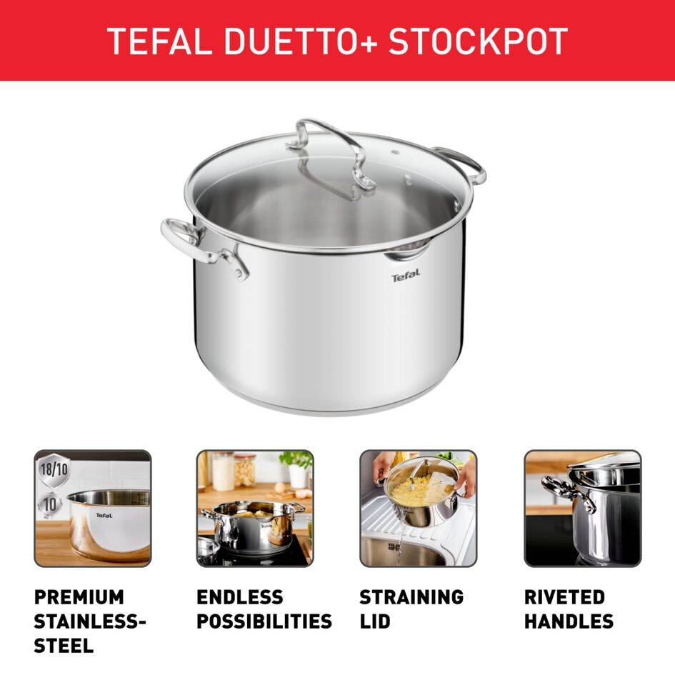 Duetto+ Stockpot 28cm, 10-years guarantee, Premium stainless-steel
