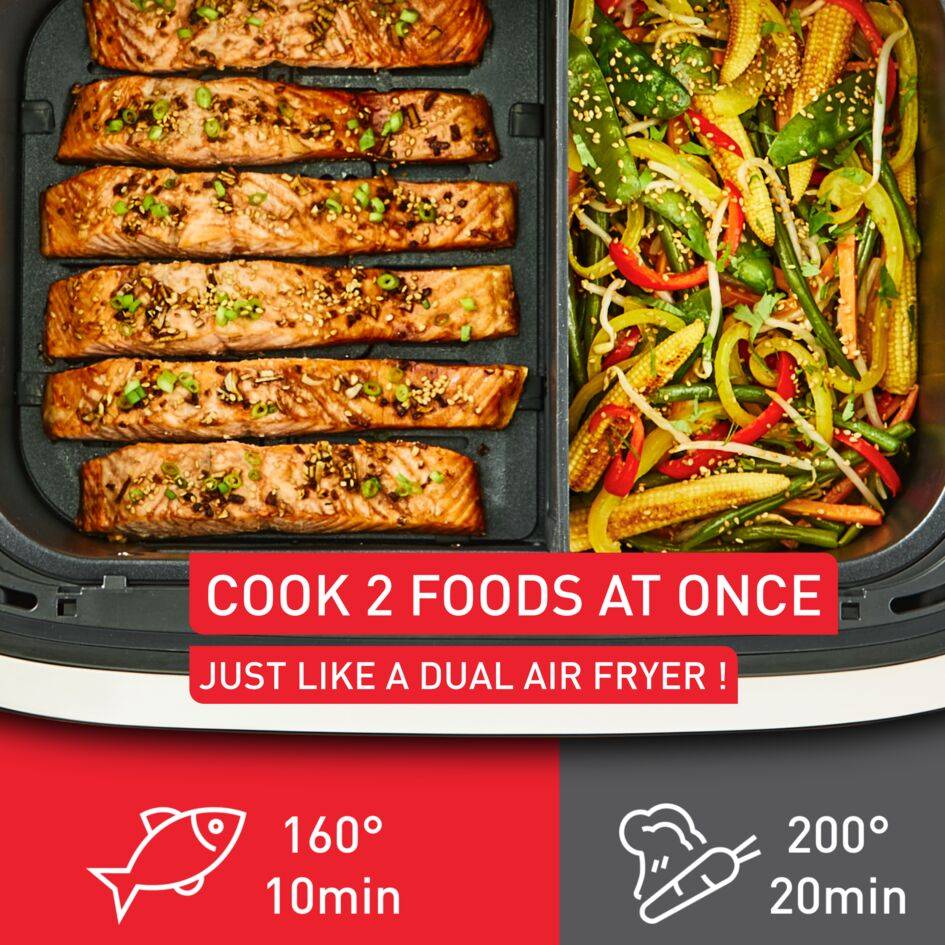 Dual Easy Fry Flex, Двоен уред за готвене с горещ въздух, разделител FlexCook, вместимост 9 л