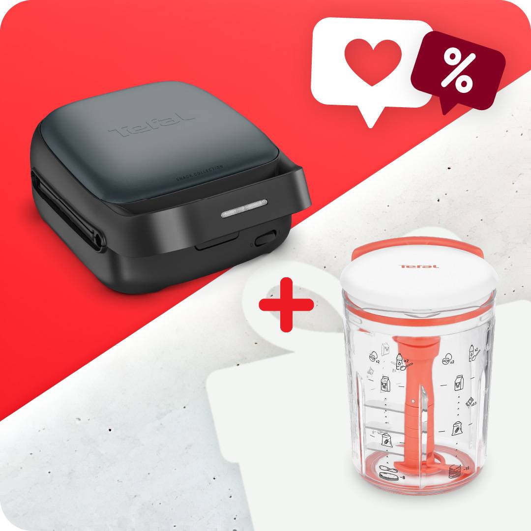 Пакет Уред за сандвичи и гофрети за сладки и солени рецепти Snack Collection и Ръчен миксер за палачинки Pancake Express K1844404, Перфектна смес само за 2 минути