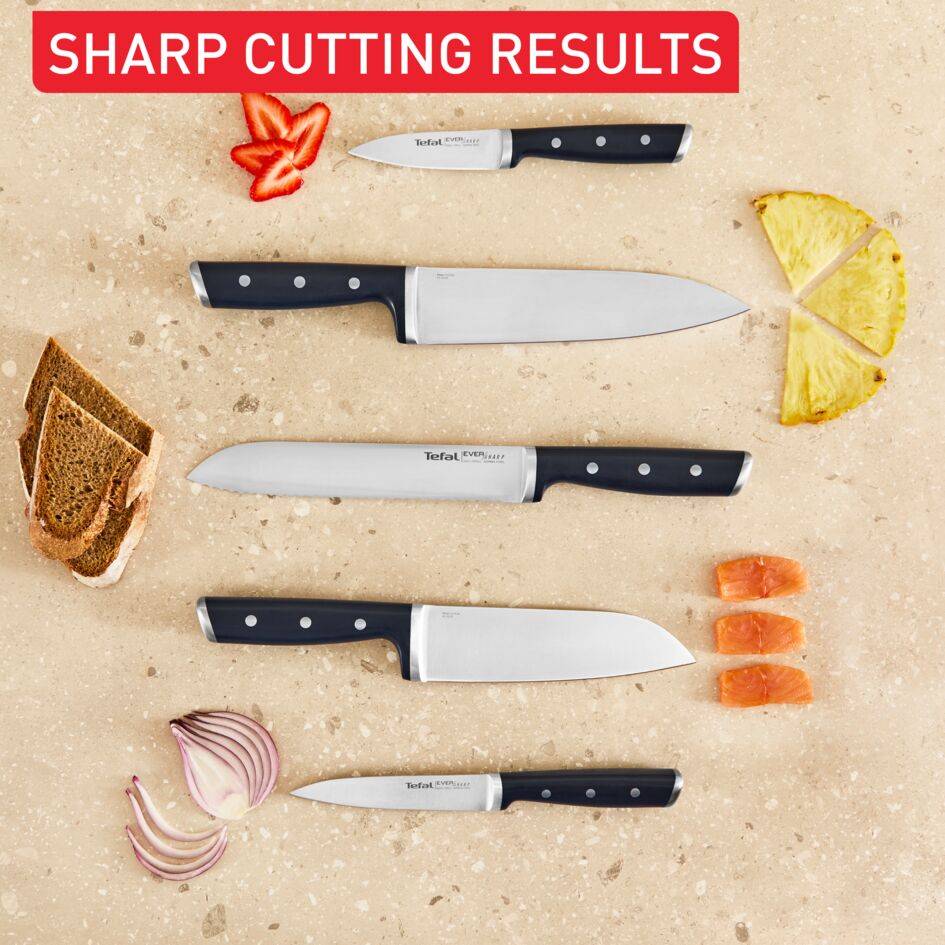 Комплект ножове EverSharp: 5 ножа с блок за съхранение с вградено точило