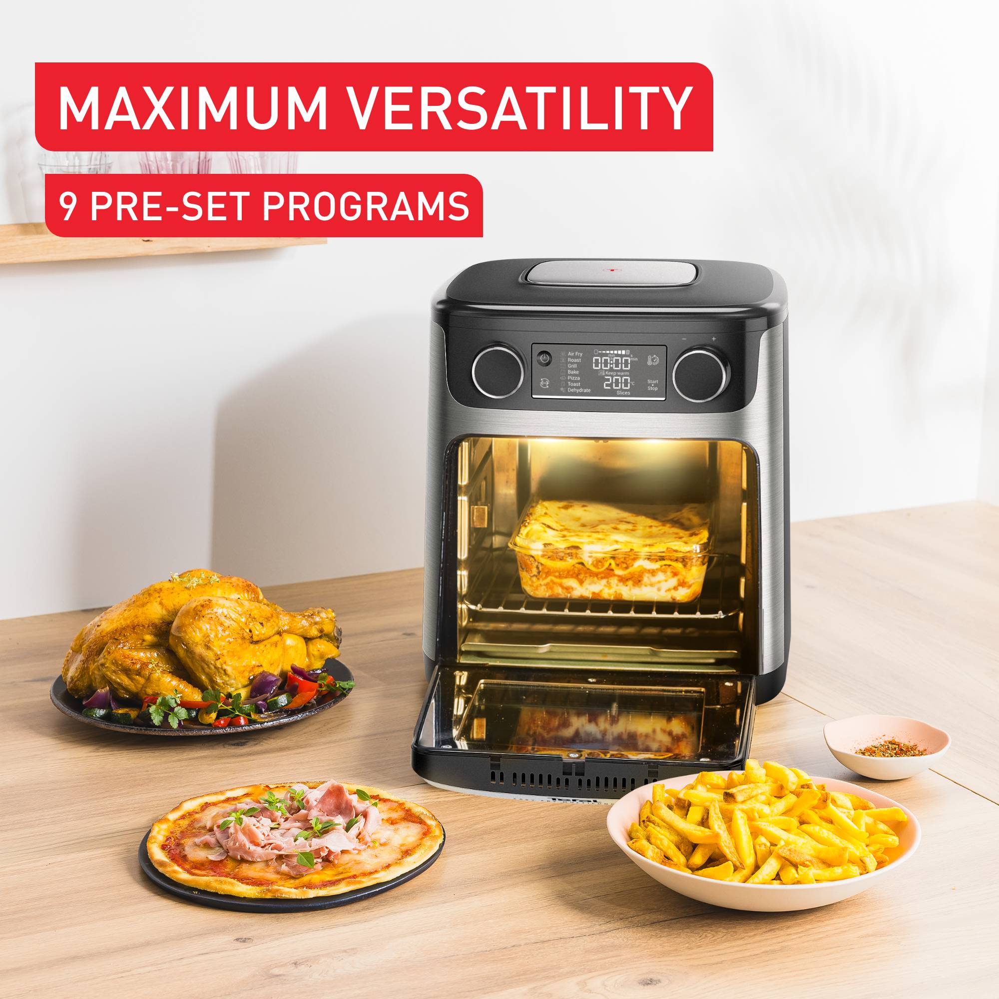 Easy Fry Multifunction 15 л, уред за готвене с горещ въздух и фурна с голям вместимост, 9 в 1