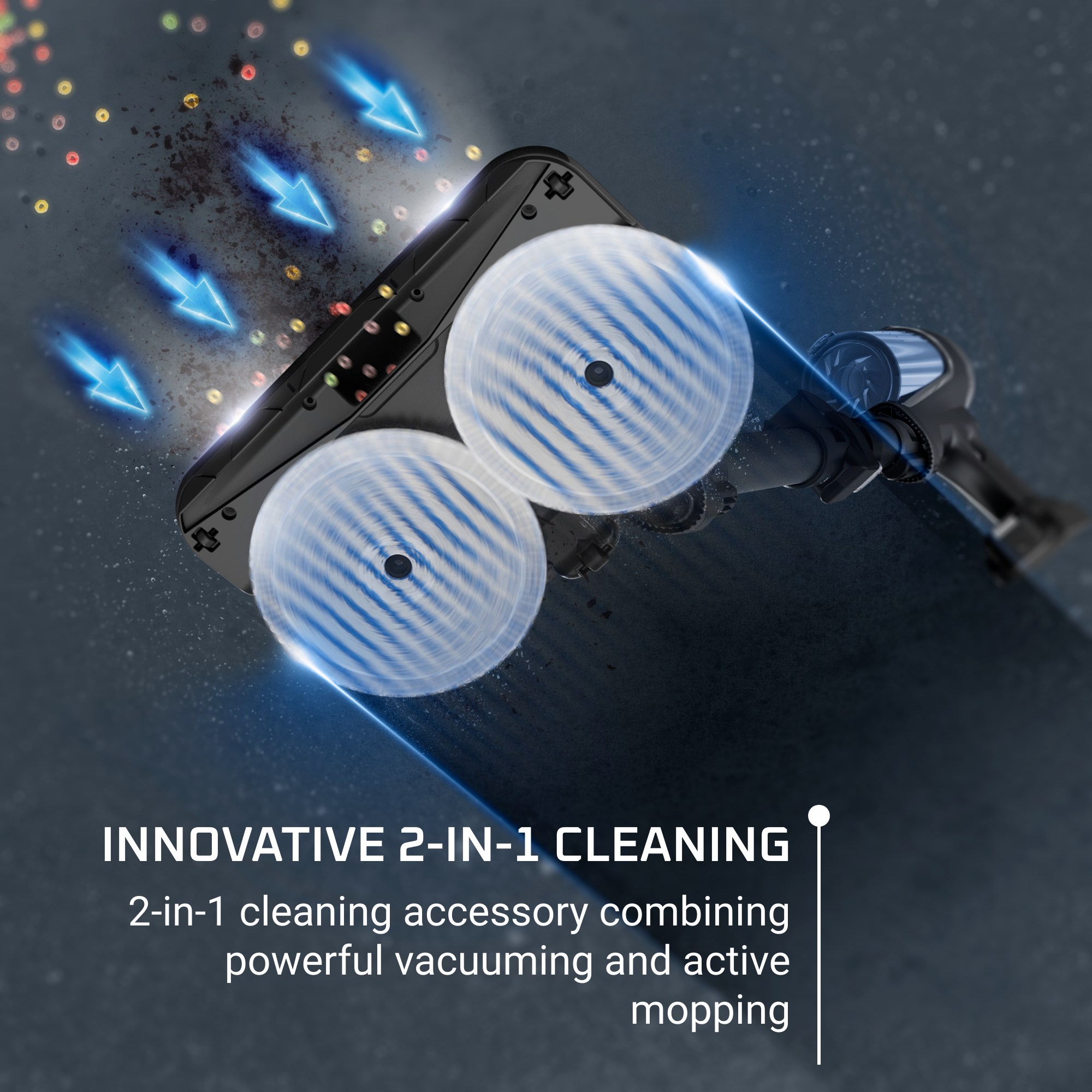 Aerospin, активна глава 2 в 1, мощно засмукване и активно измиване с вода