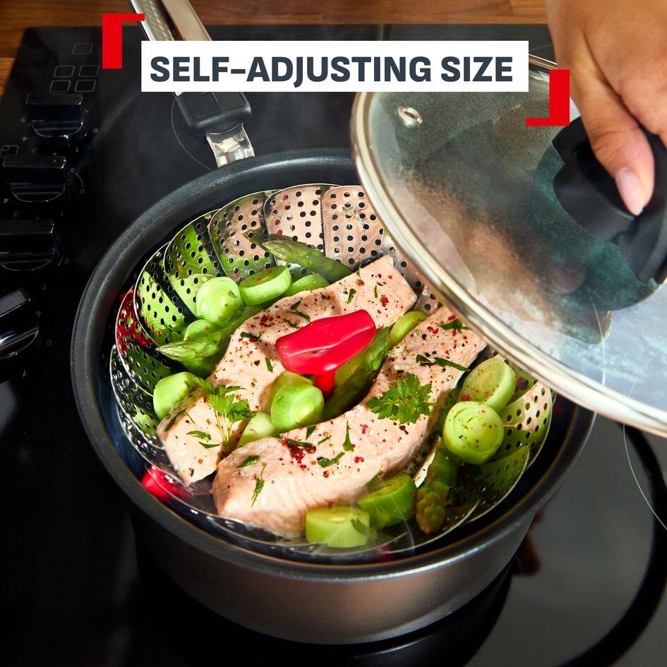 Tools Ingenio+ Stainless Steel Rectactable Steam Basket, Adjusting size, Versatility use