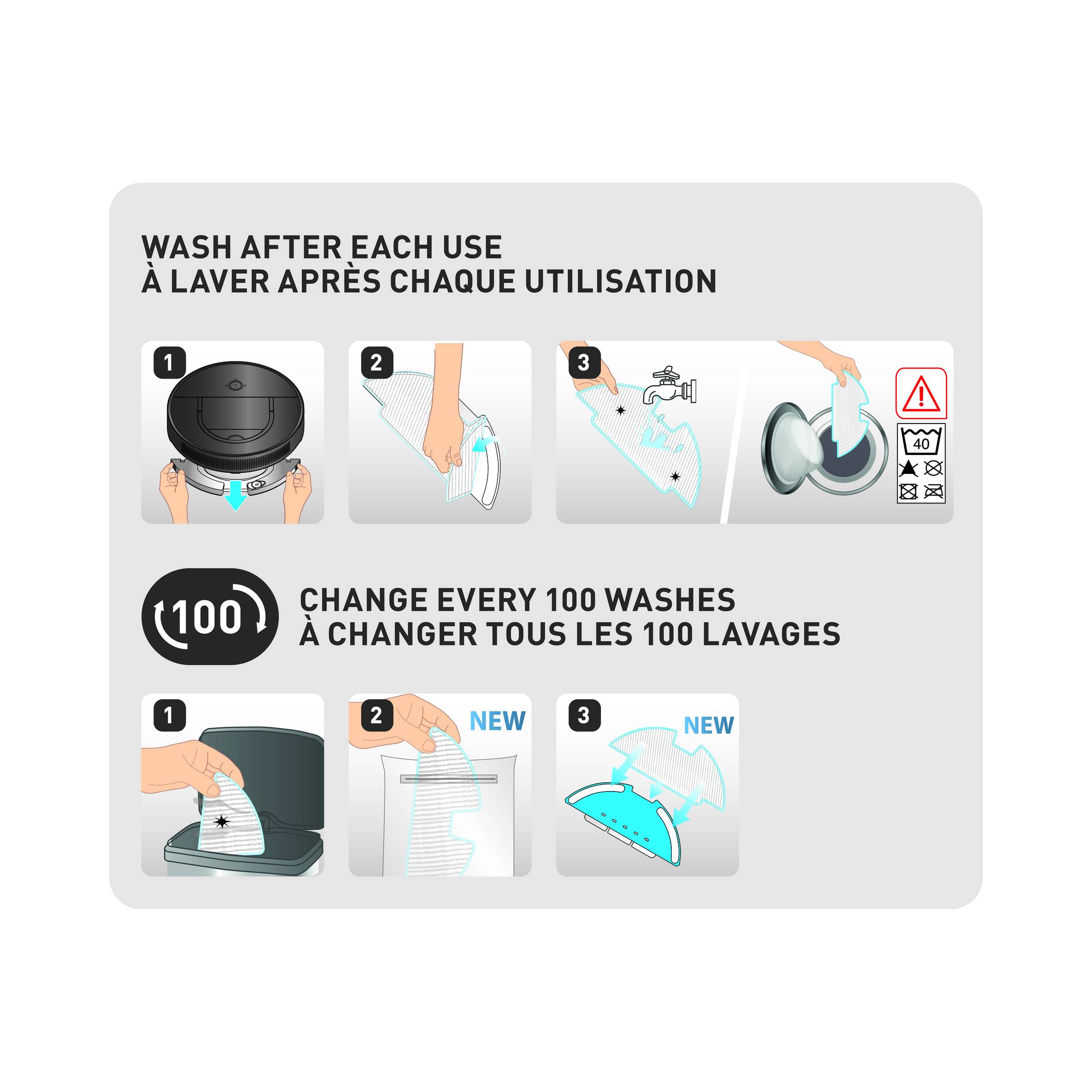 Комплект от 3 мопа за прахосмукачка-робот ROWENTA ZR130001