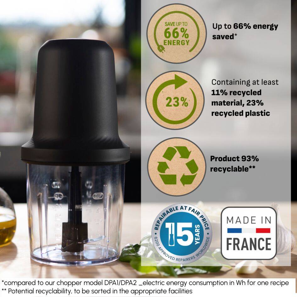 Eco Respect, Чопър MQ80E838, 500W, 0.5L, Черен