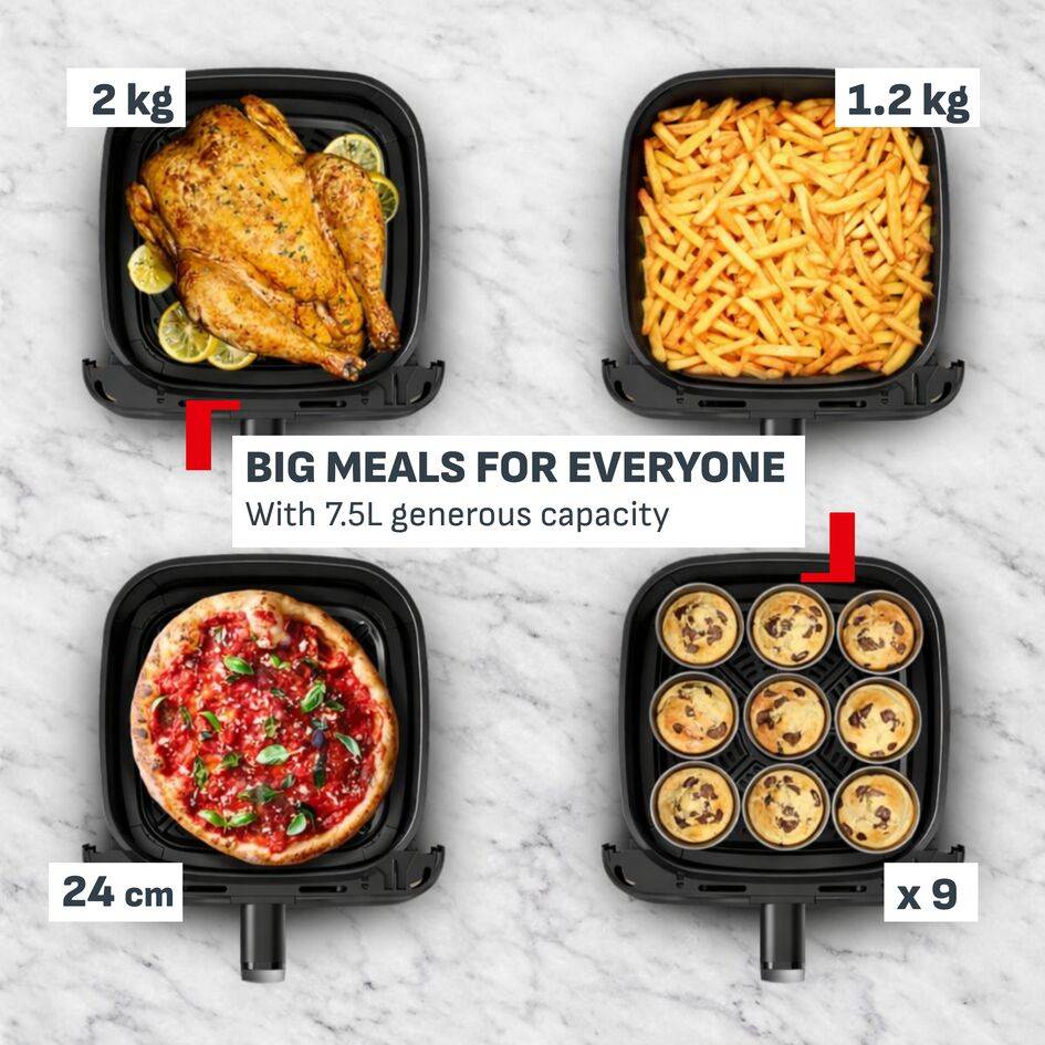 Easy Fry Mega Compact, уред за готвене с горещ въздух, XL вместимост 7.5L