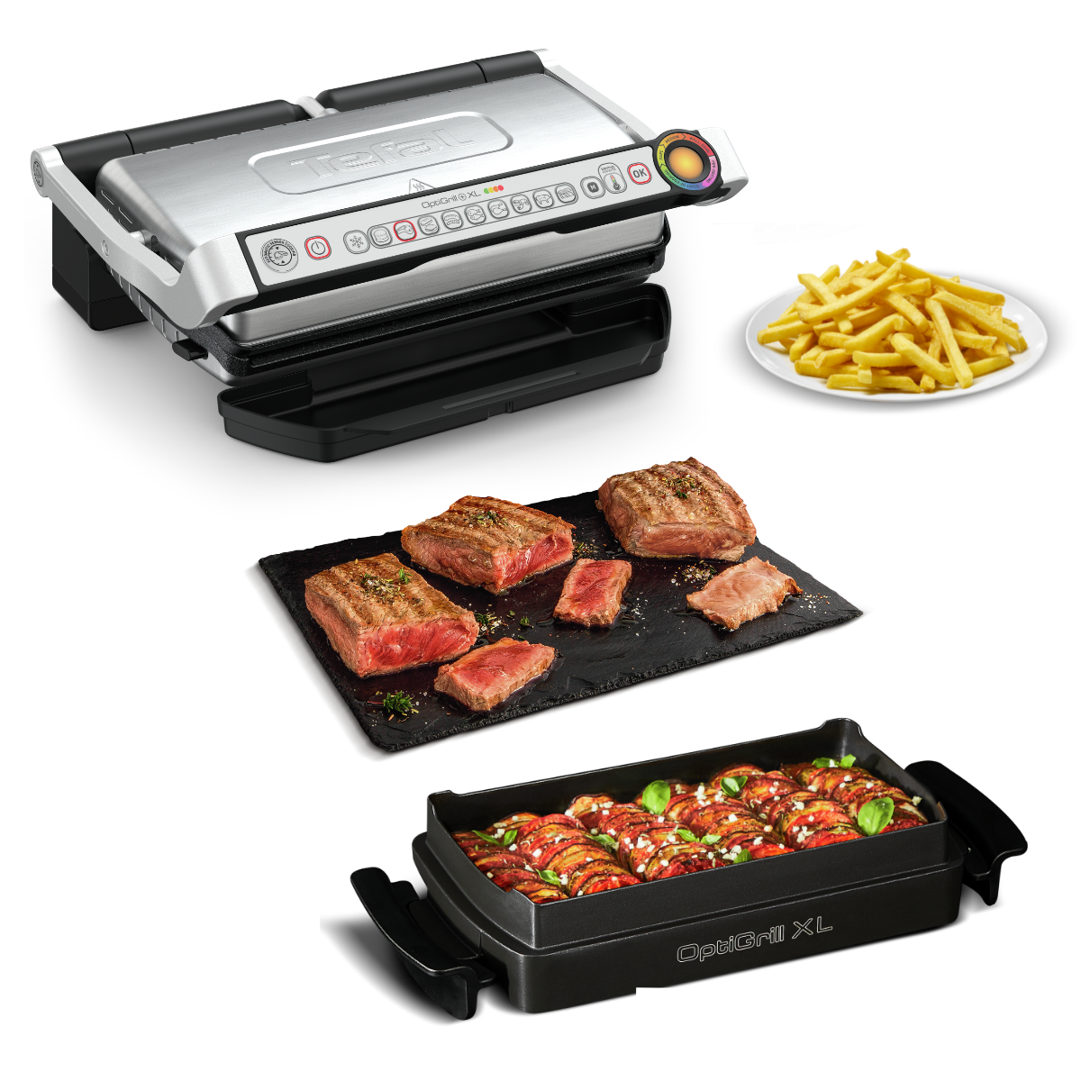 OptiGrill+ XL Snacking&Baking, Мултифункционален Грил GC724D12, Аксесоар за закуски и печене, 9 Програми